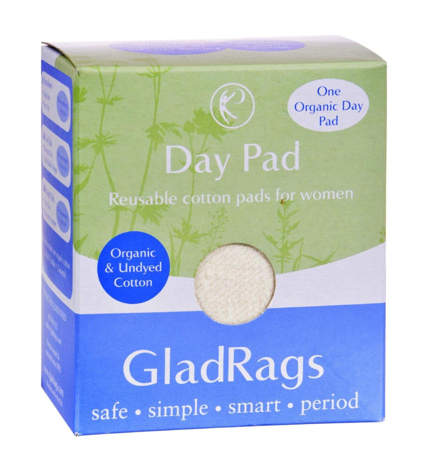 GladRags Organic Undyed Cotton Day Pads - Includes 1 holder + 2 inserts