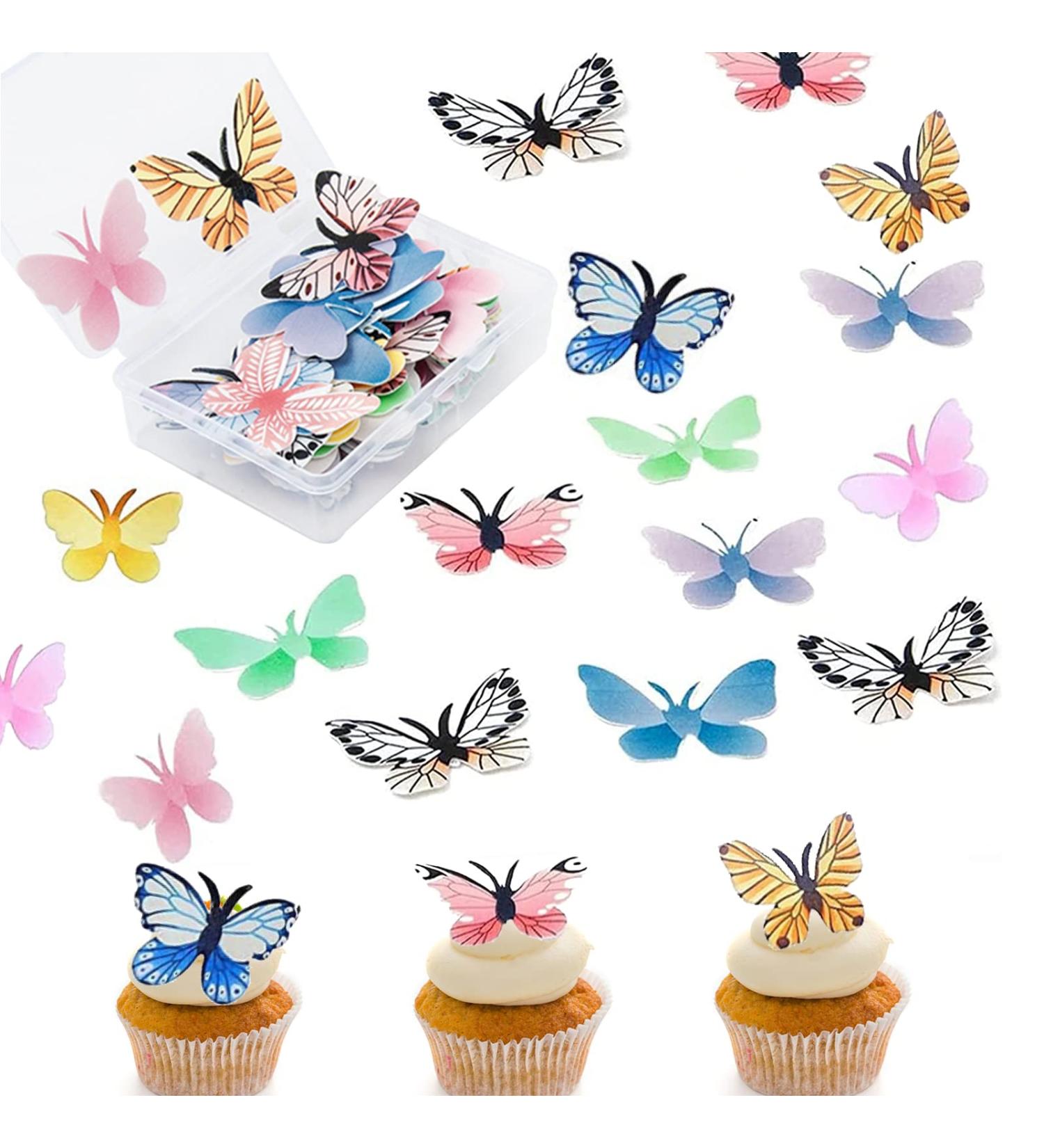 72 Edible Gold Rock Butterflies for Cakes | Decorative Paper Butterflies for Weddings Birthdays & Cupcakes - Buy Online on GoSupps.com