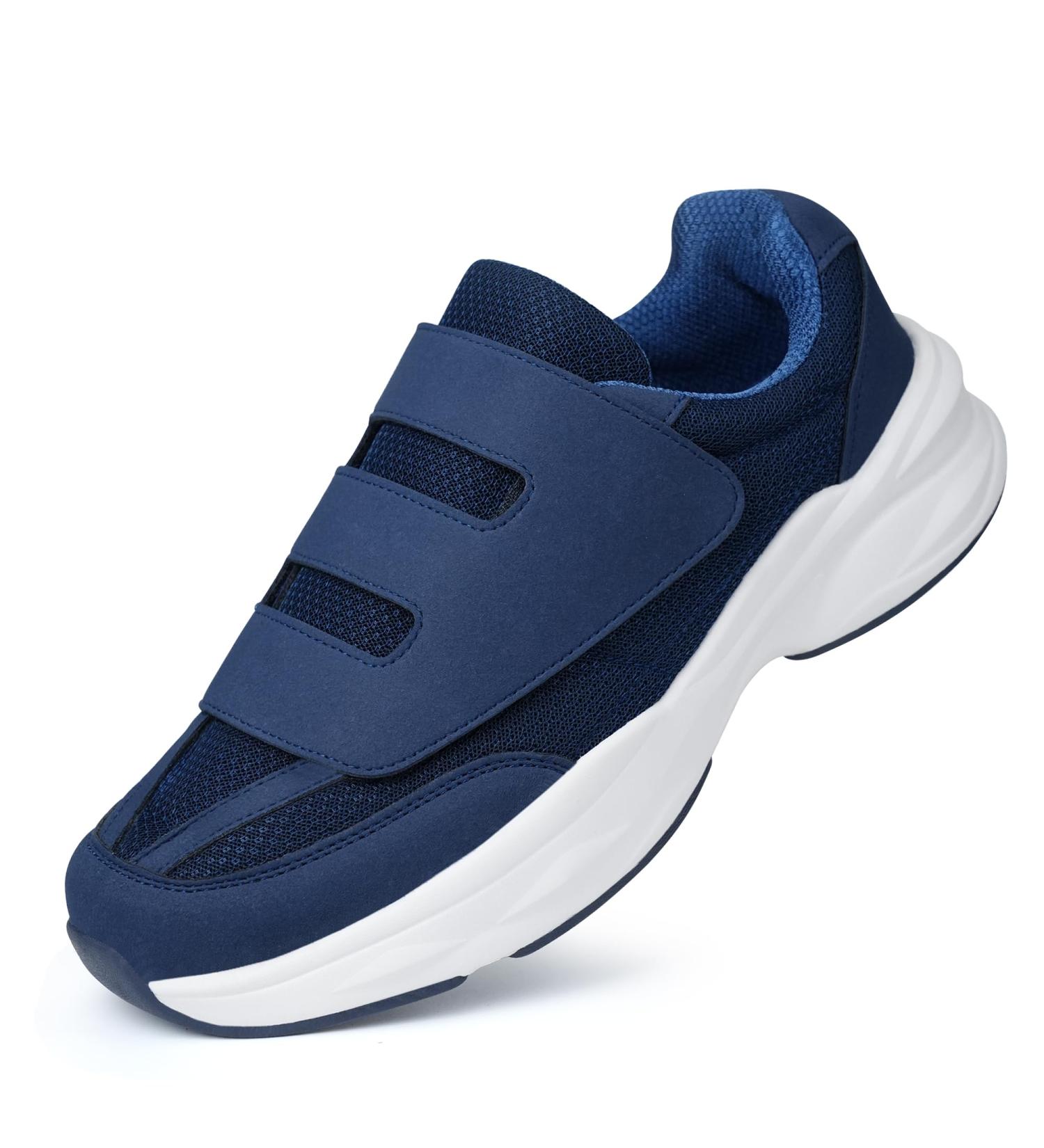 Ortho+rest Men's Diabetic Walking Shoes for Swollen Feet - Adjustable Closure Size 7 Navy - Buy Online on GoSupps.com