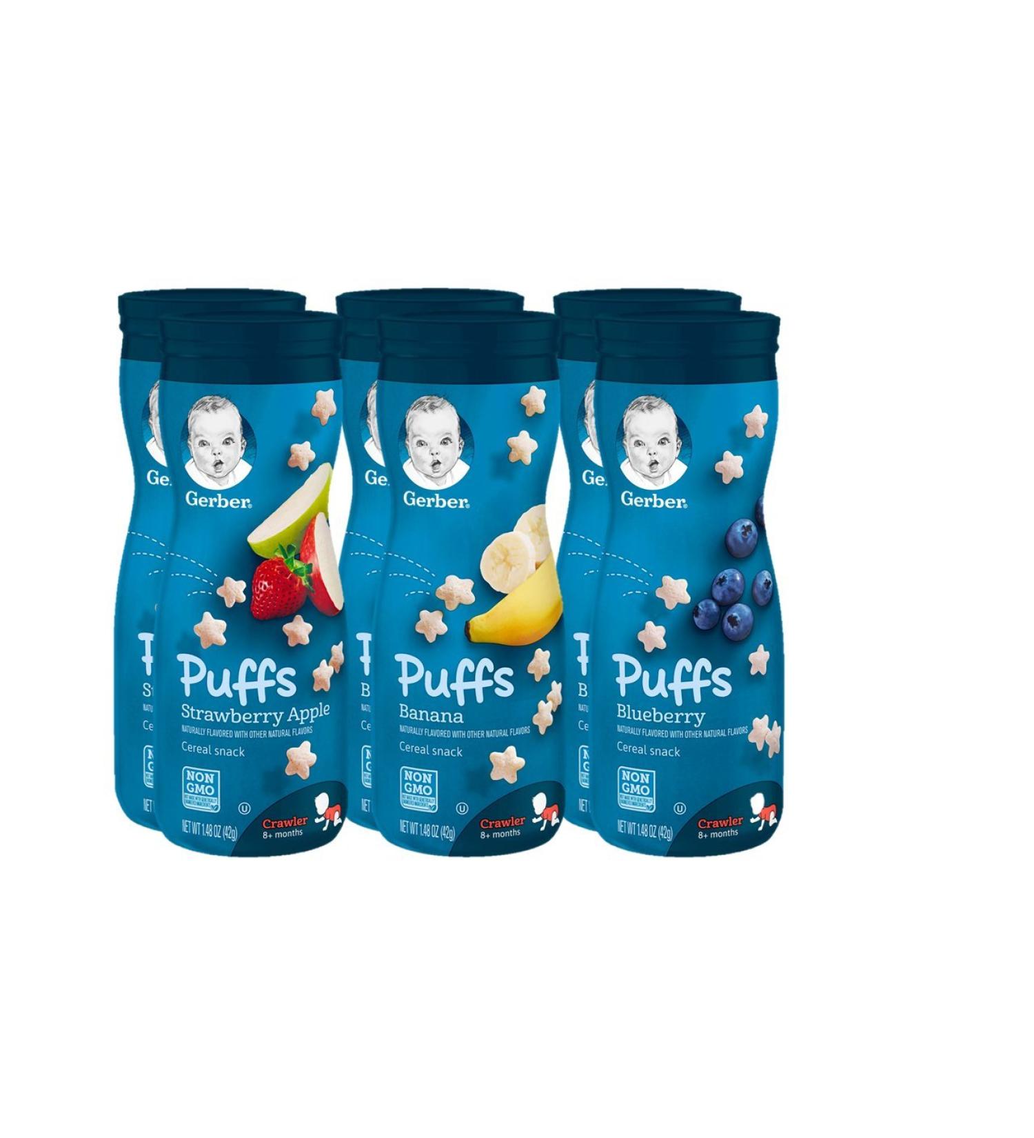 Gerber Graduates Puffs Cereal Snack 1.48 oz 6 Pack - Assorted Flavors - Buy Online on GoSupps.com