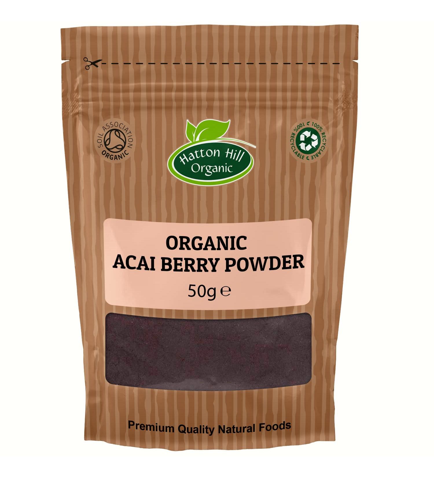 Organic Acai Berry Powder 50g - Hatton Hill Organic | Pure Superfood Boost - Buy Online on GoSupps.com
