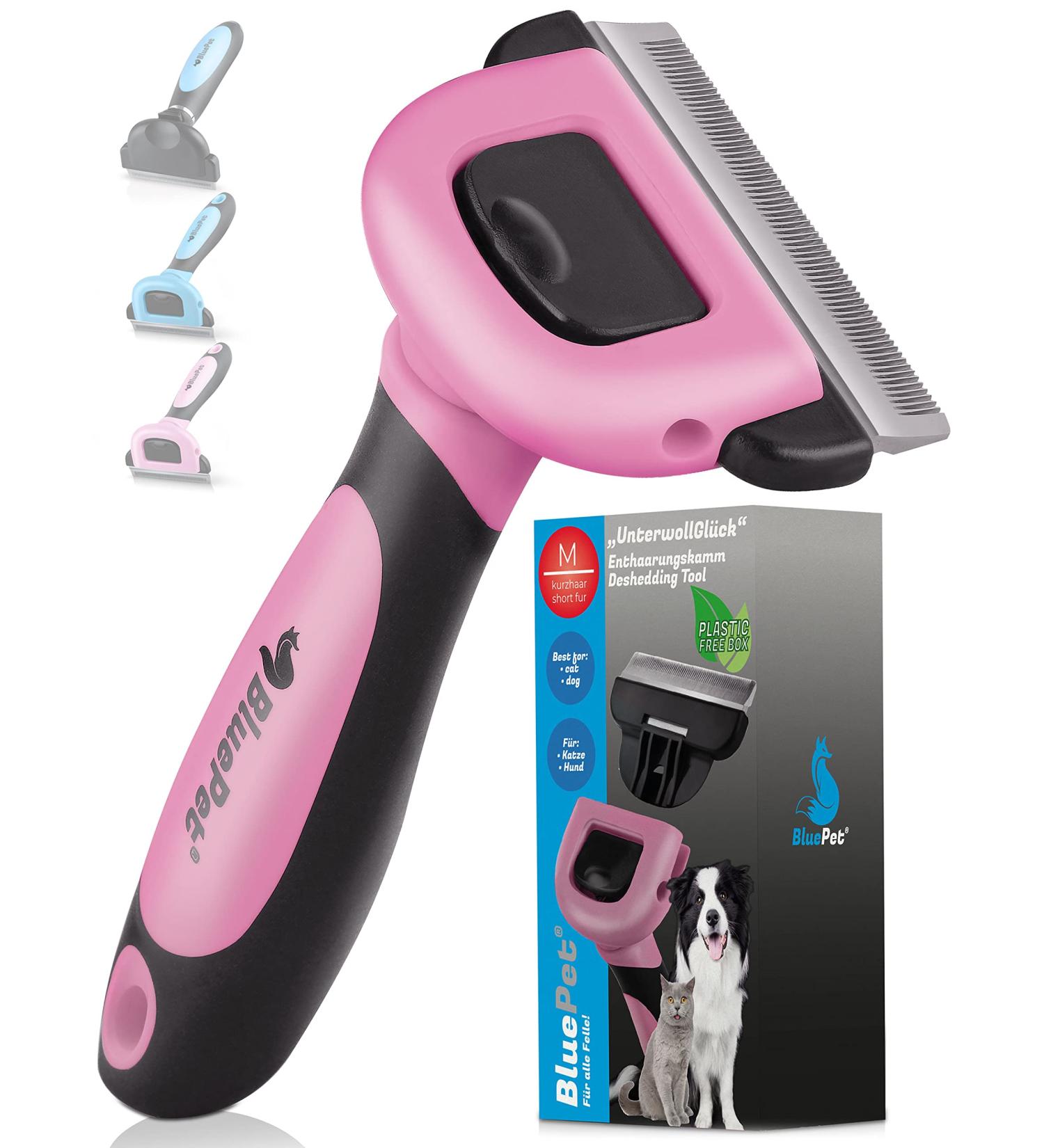 Bluepet Unterwollgl ck Brush for Short-Hair Dogs & Cats | Reduce Loose Hair Remove Undercoat & Care for Top Coat - Ideal for Shedding | Pink - Buy Online on GoSupps.com