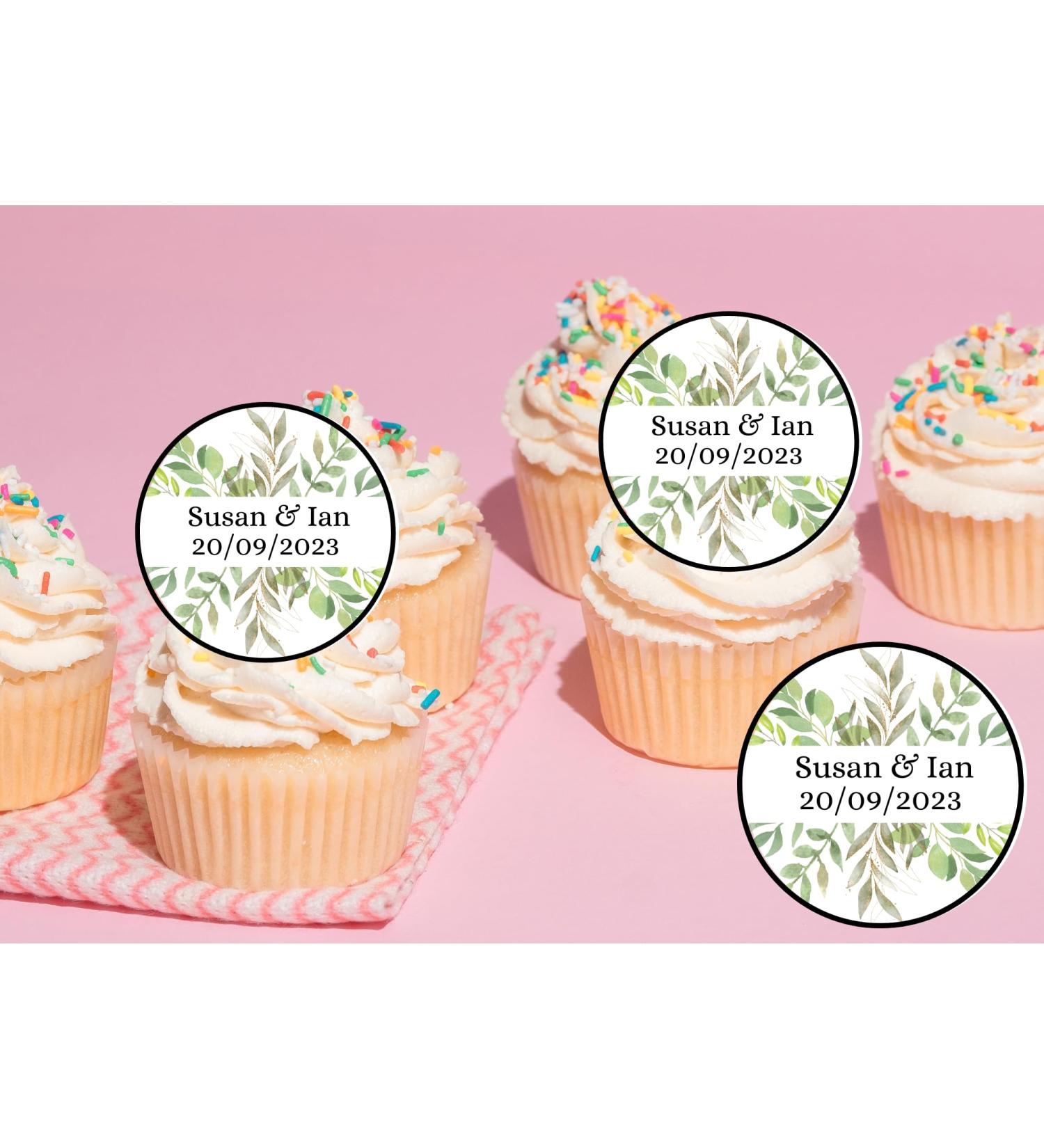 20 x EDIBLE Personalised Wedding cupcake toppers wafer/icing uncut WEDDING/ENGAGEMENT/HEN 2 (icing paper)