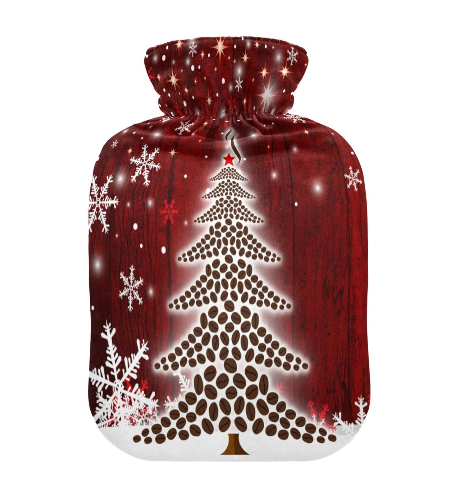 Snowflakes Christmas Tree Hot Water Bottle - 1L Pain Relief & Bed Warmer for Women | Cozy Cover Included - Buy Online on GoSupps.com
