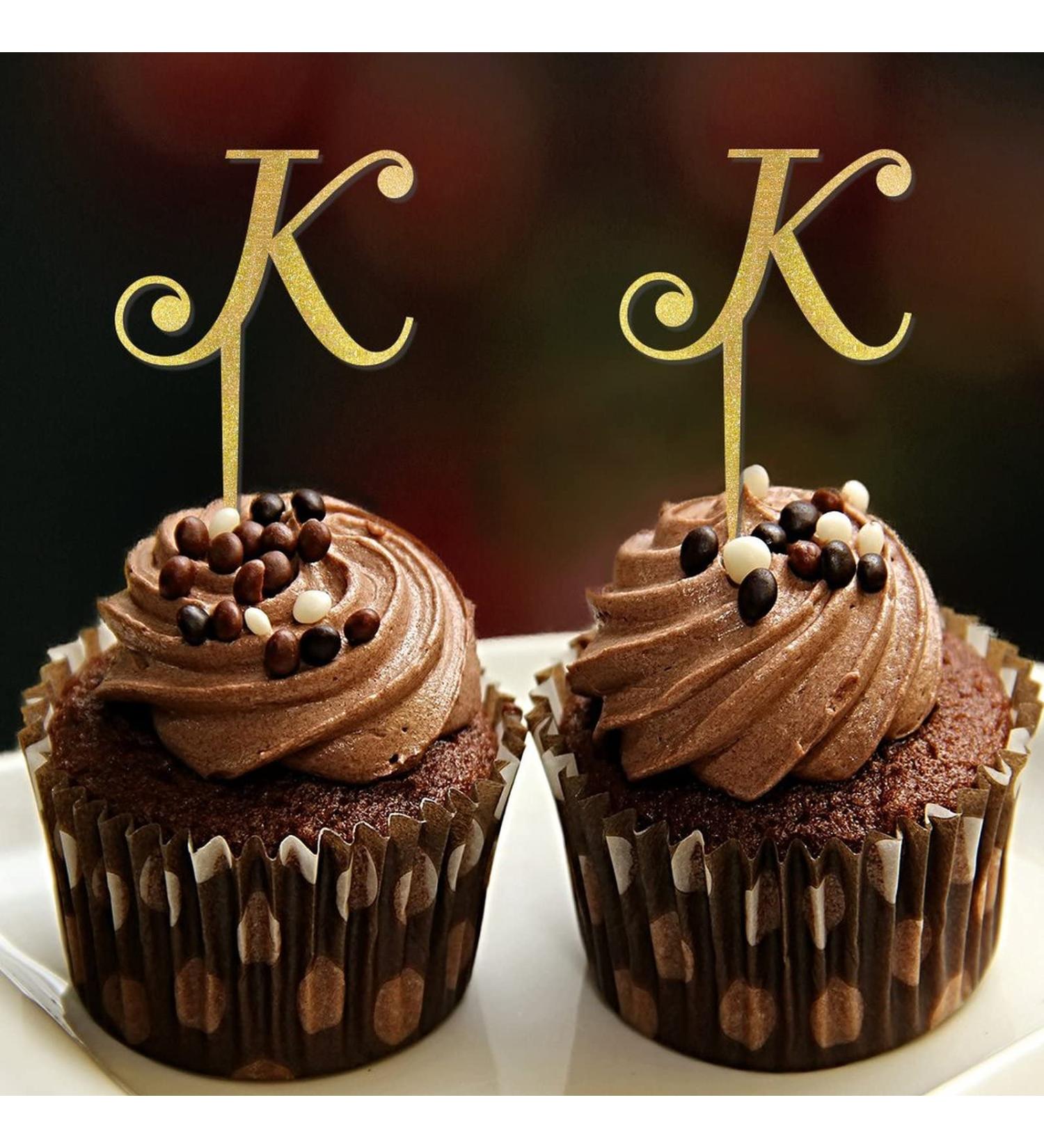 Monogram Letter K Cupcake Toppers Initial Single Letter Name Floral Wreath Retro For Wedding Engagement Cake Decorations Reusable Custom Any Initial Bridal Shower Gifts 6PCS Style-4 - Buy Online on GoSupps.com