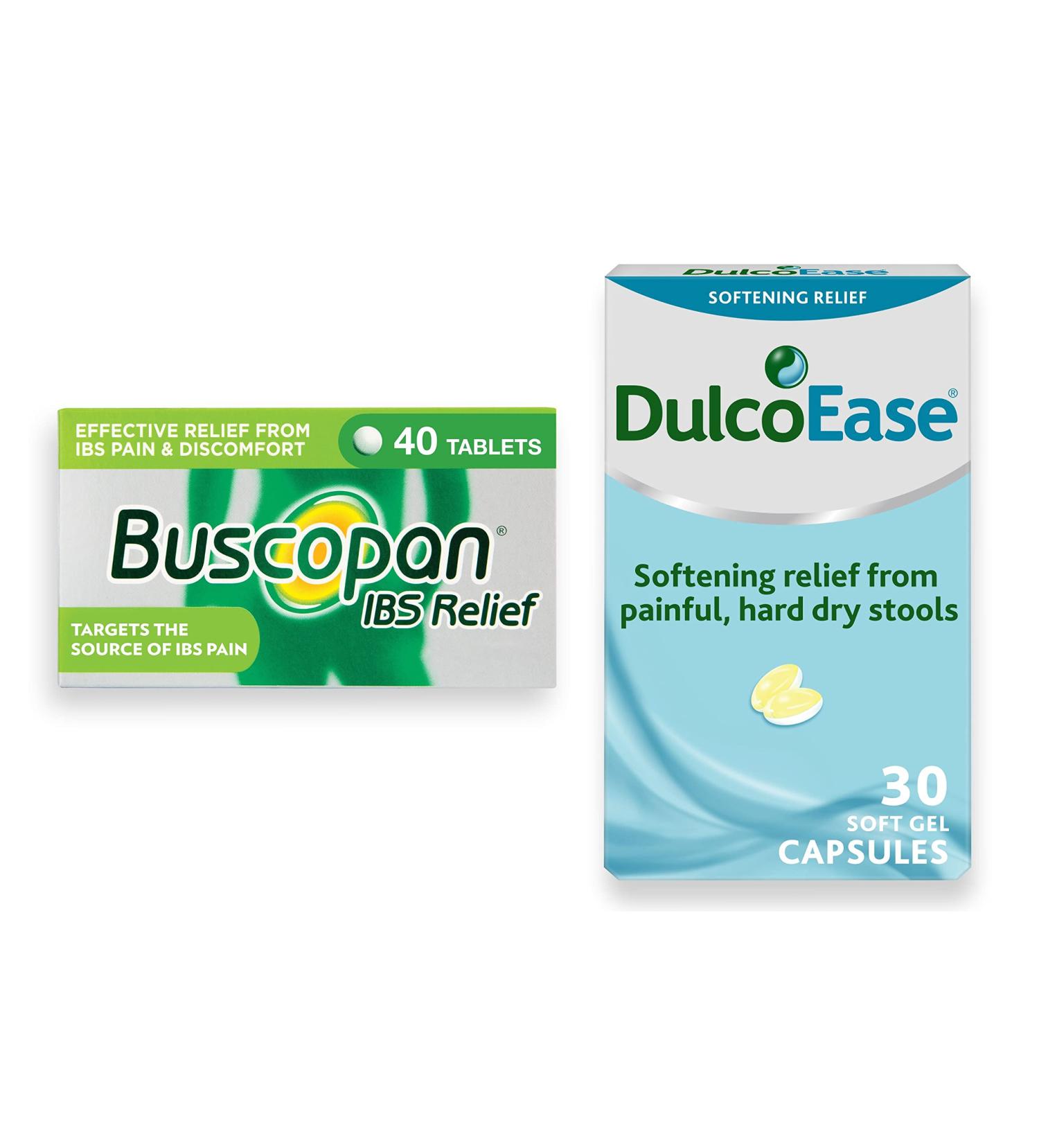 Buscopan IBS and DulcoEase Bundle Pack- Buscopan IBS 40 Tablets Start to Work in 15 Minutes for Relief of IBS Pain and Discomfort and DulcoEase 30 Capsules for The Treatment of Constipation - Buy Online on GoSupps.com