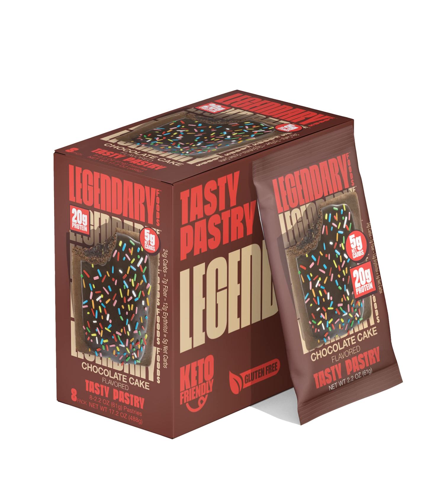 Legendary Foods Chocolate Cake Tasty Pastry 20g Protein Bar | Keto Friendly & Gluten Free | High Protein Snack | No Sugar Added | On-The-Go Breakfast (8pk) - Buy Online on GoSupps.com