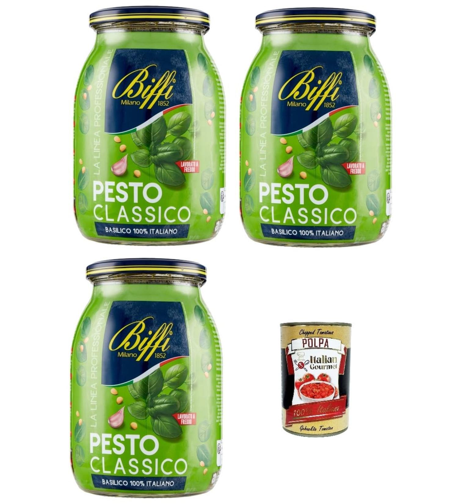  Italian Gourmet E.R. Set of 3 Biffi 100% Pesto Classic Italian Genoese 980g + Polpa Italian Gourmet 400g - Buy Online on GoSupps.com
