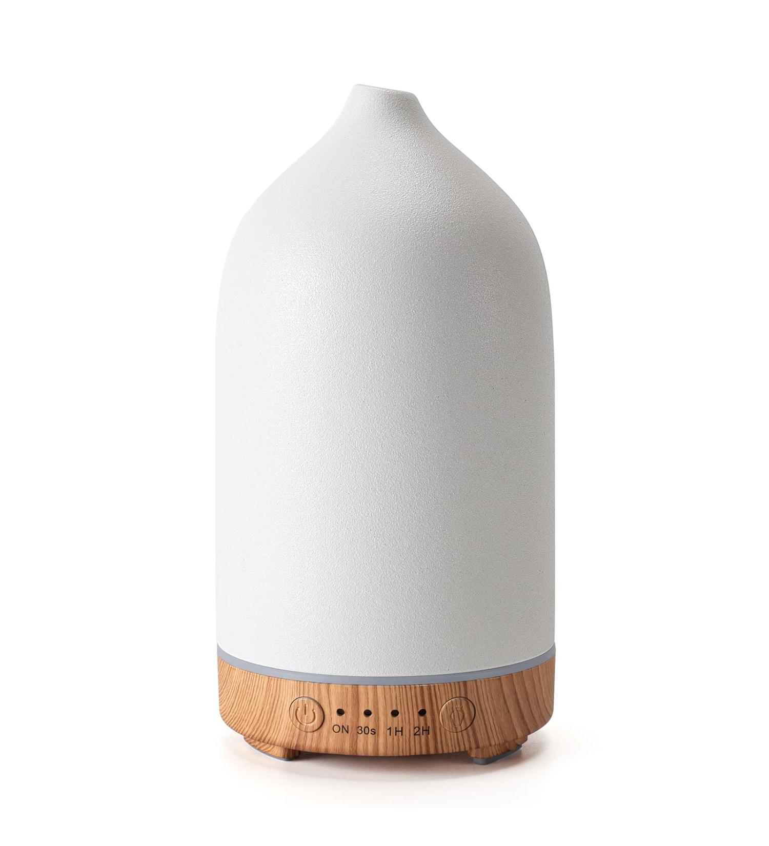 Gooamp 100ML Ceramic Aromatherapy Diffuser with 7 Color Lights - Wood Grain Base - Auto Shut Off - Ideal for Home, Office, and Room - 0.5/1/2/ON hrs Working Time - Buy Online on GoSupps.com