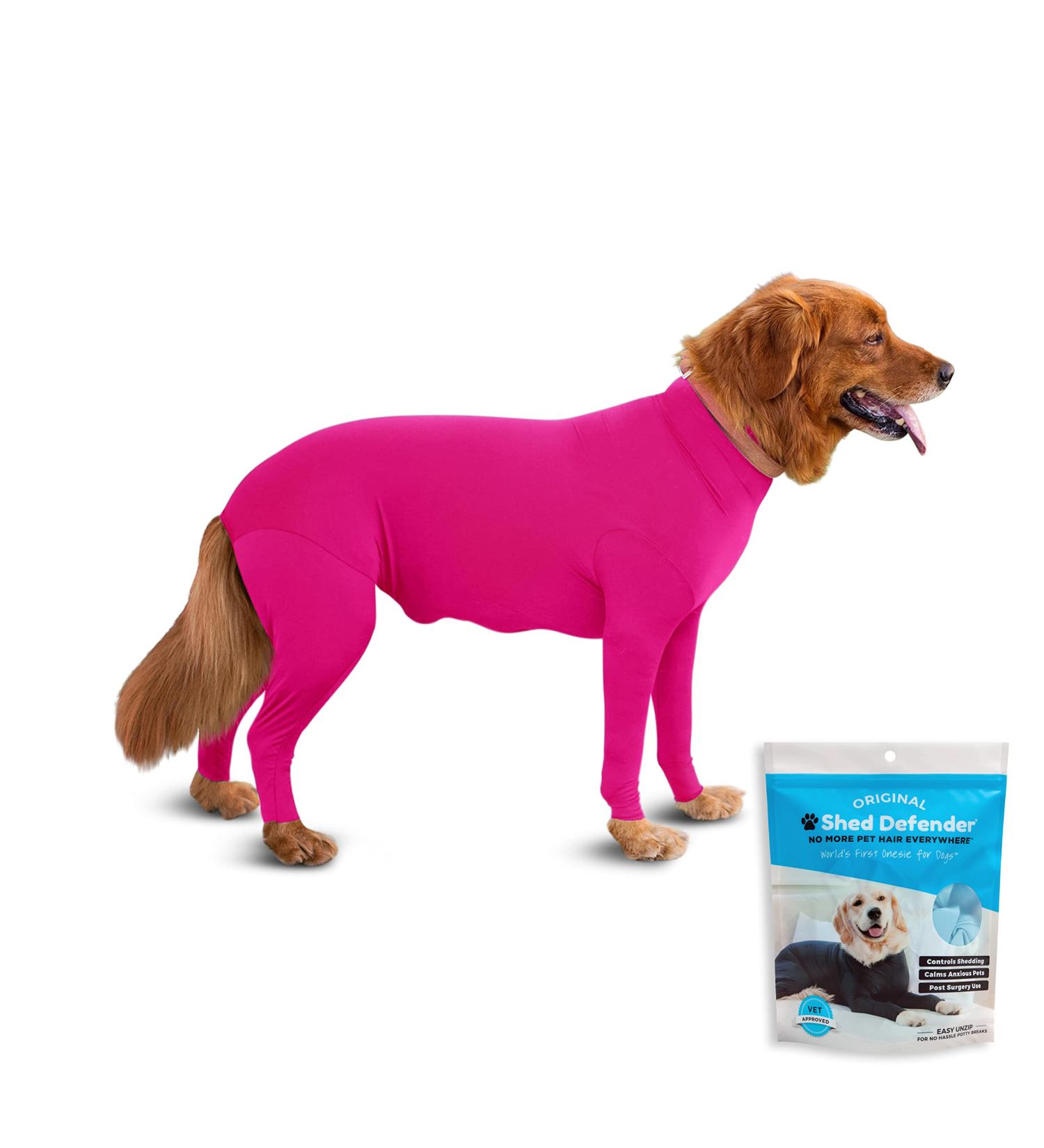 Shed Defender Body Suit for Dogs - Anti-Shedding Shirt & Recovery Jumpsuit (XXS Pink) | Reduce Dog Hair Calming & Car Seat Cover - Buy Online on GoSupps.com