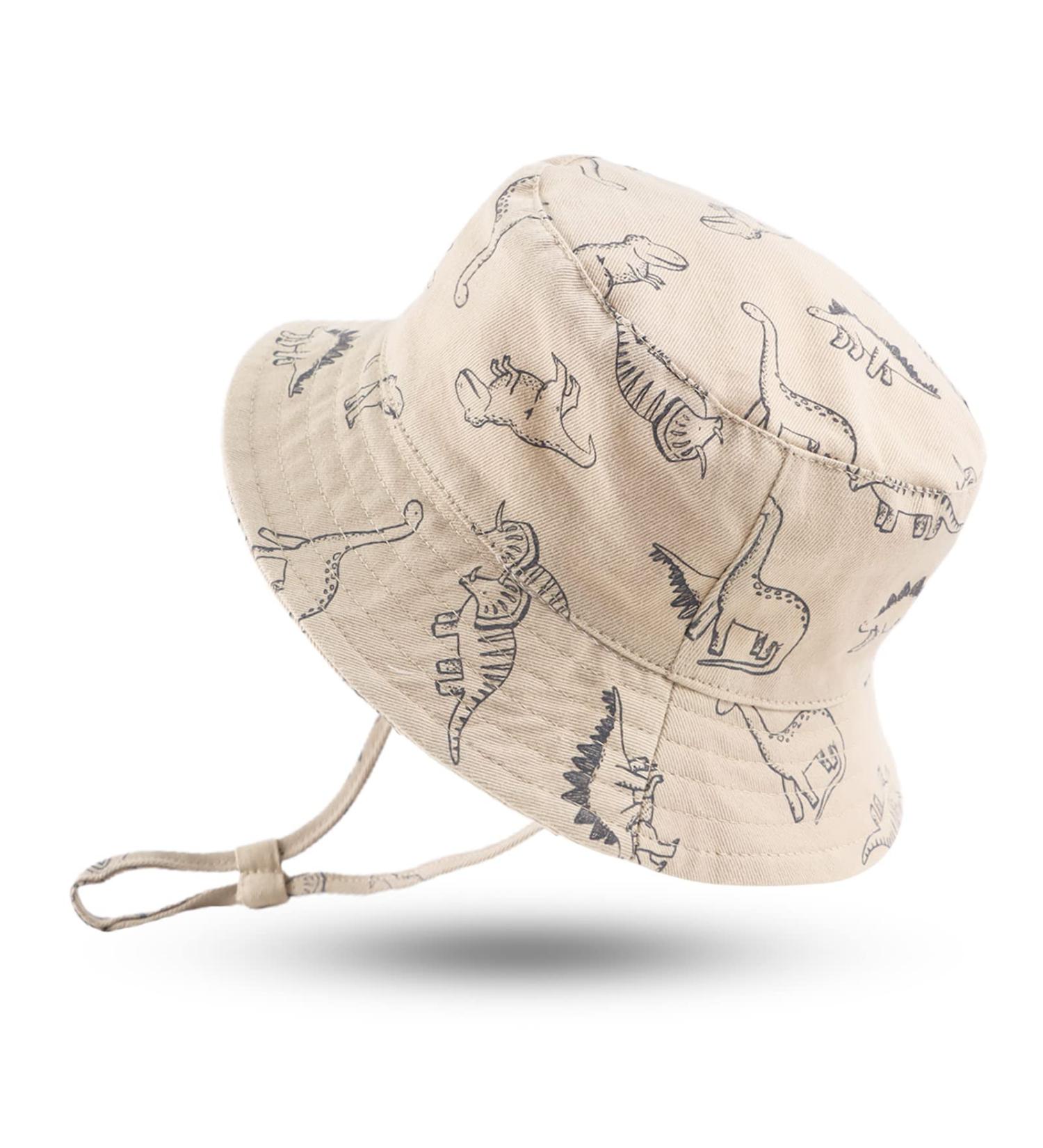 XIAOHAWANG Baby Boy Sun Hat | Dinosaur Bucket Hat for Infant Toddler | 1-2 Years, Khaki - Buy Online on GoSupps.com
