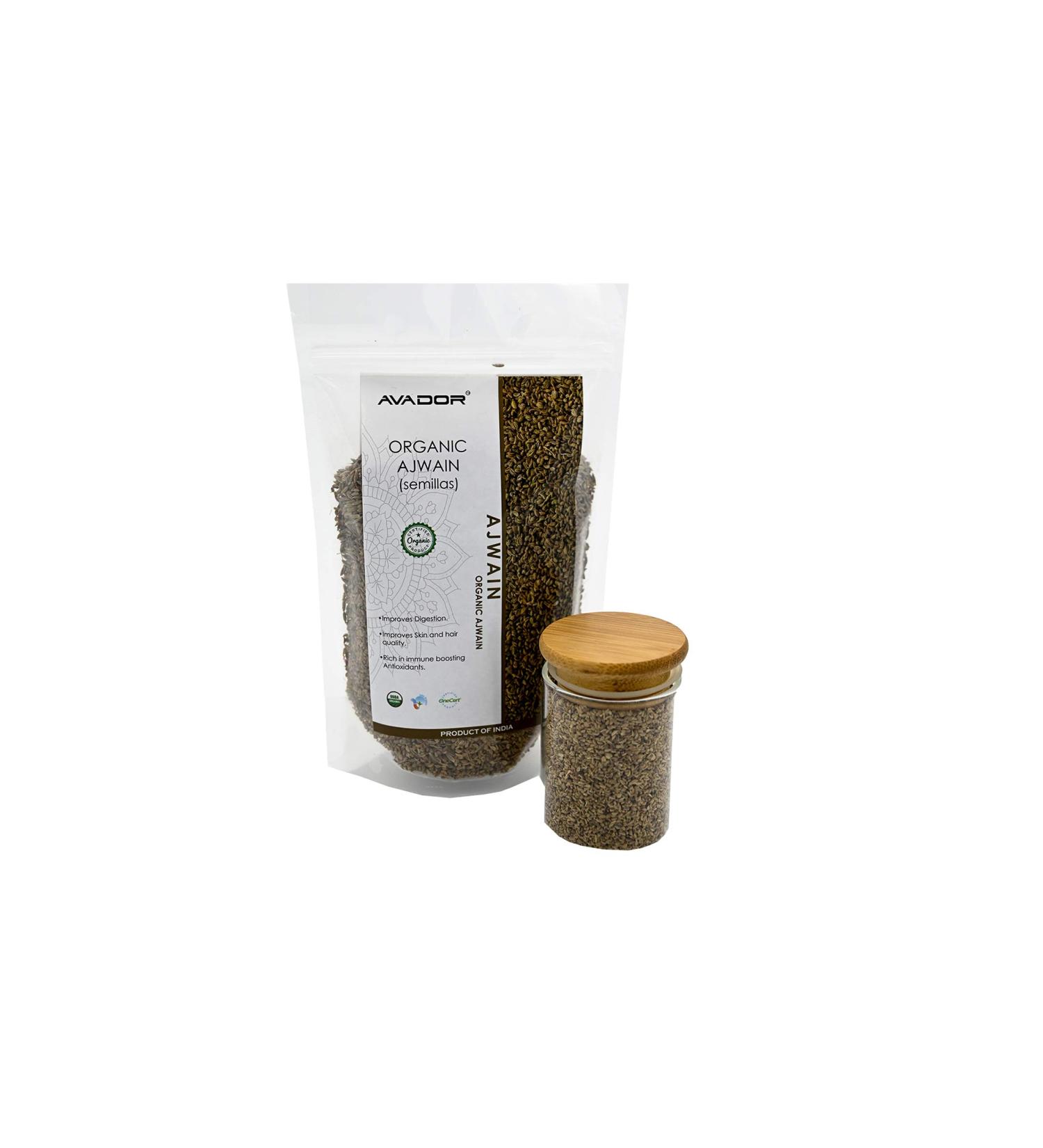 AVADOR Organic Ajwain Seeds 200g - USDA Certified, Digestion Support, Non-GMO & Gluten-Free Indian Spice - Buy Online on GoSupps.com