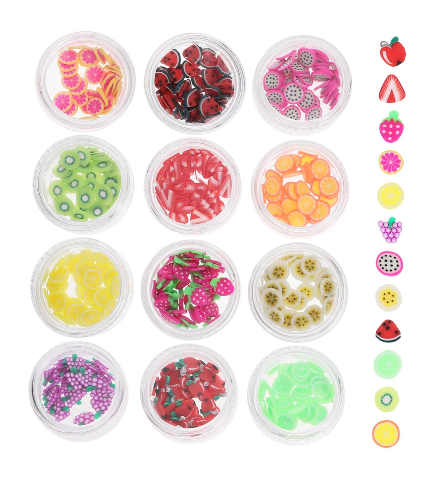 2 Sets polymer clay fruit bead fruit nail art resin nail art polymer clay slices resin beads flatback nail decor fruit decor crystal decor Fruit Slice 3d bead bracelet charm - Buy Online on GoSupps.com