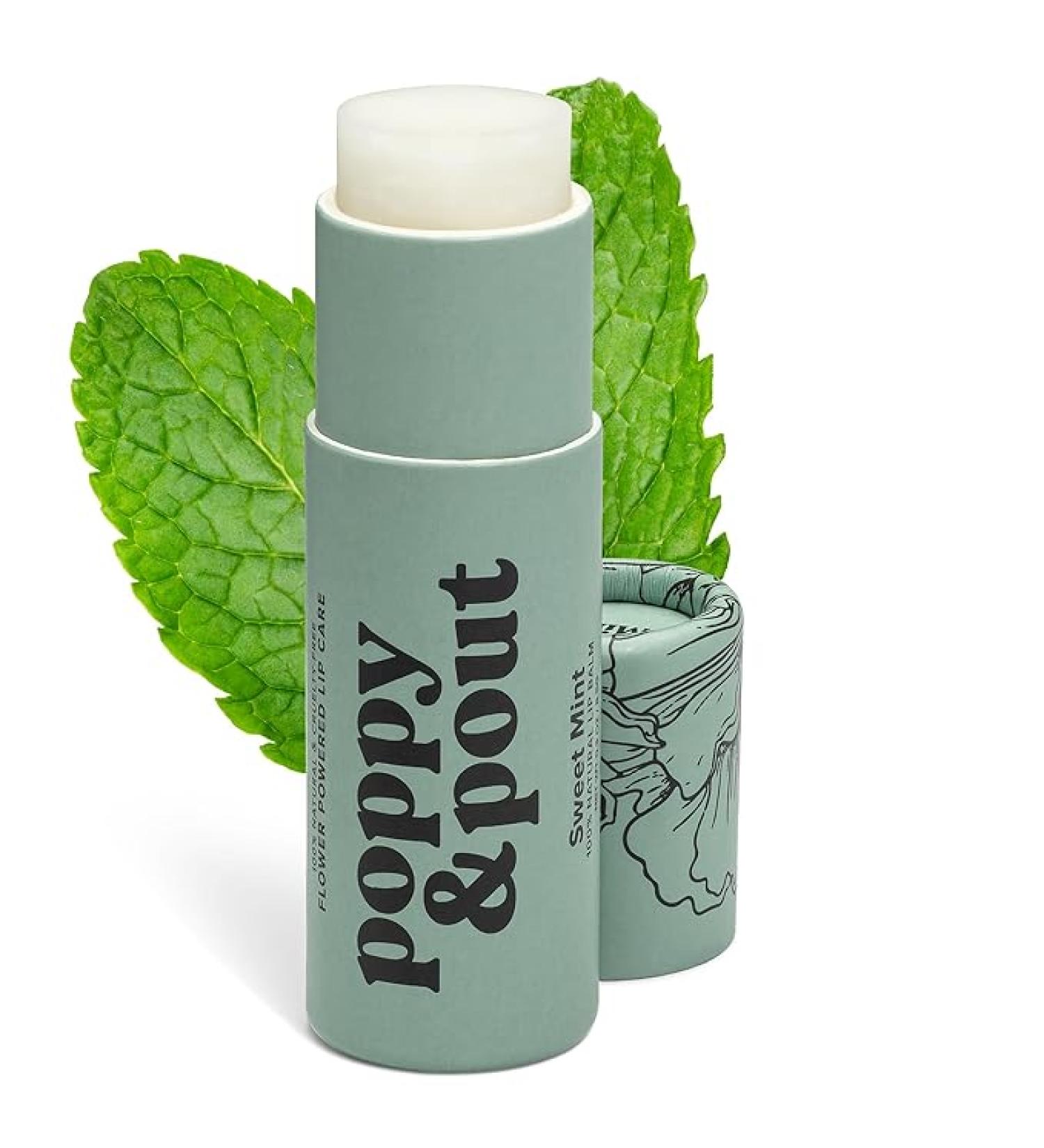 Poppy & Pout Sweet Mint Jumbo Lip Balm | All Natural Lip Balms & Moisturizers | Hydrates with Beeswax  Vitamin E Organic Coconut Oil | Cruelty-Free | Lip Balm in Recyclable Cardboard Tube - Buy Online on GoSupps.com
