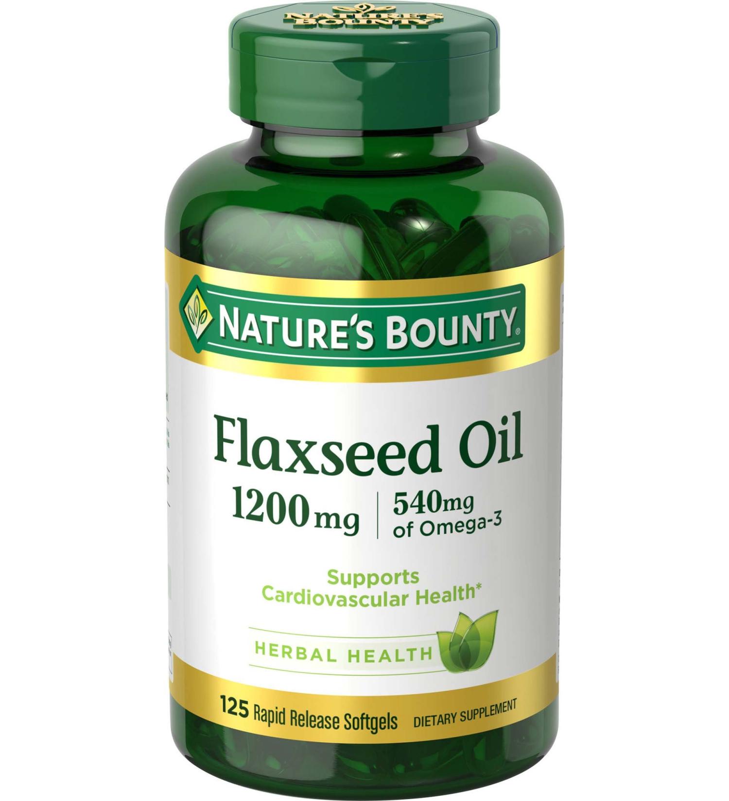 Nature's Bounty Flaxseed Oil 1200mg - 125 Rapid Release Softgels (Pack of 2) - Buy Online on GoSupps.com