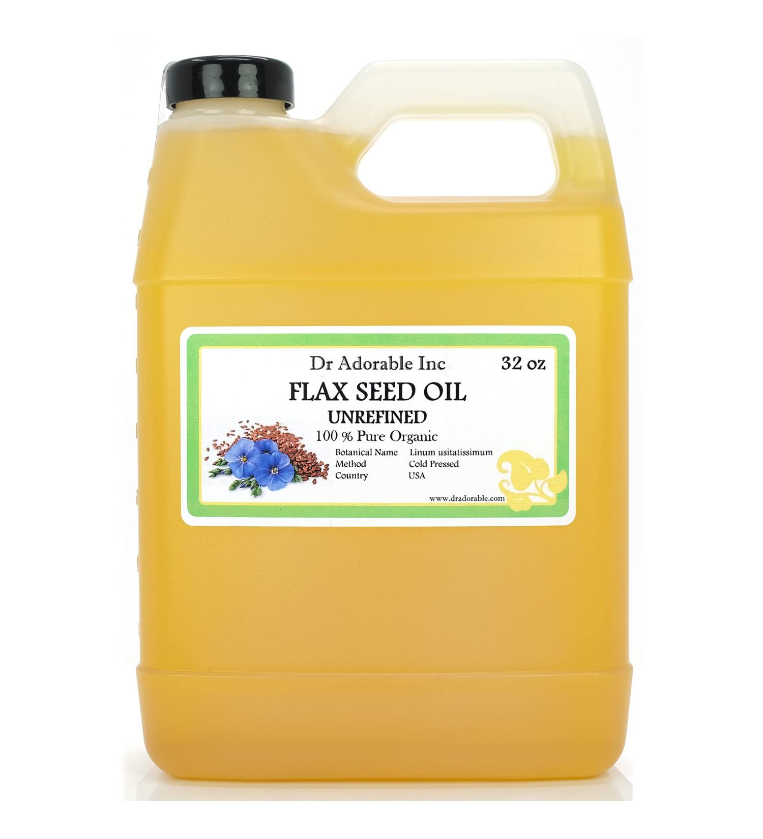 Buy Dr Adorable 32 oz Flax Seed Oil - Unrefined 100% Pure & Organic Cold Pressed - Fast International Shipping - Buy Online on GoSupps.com