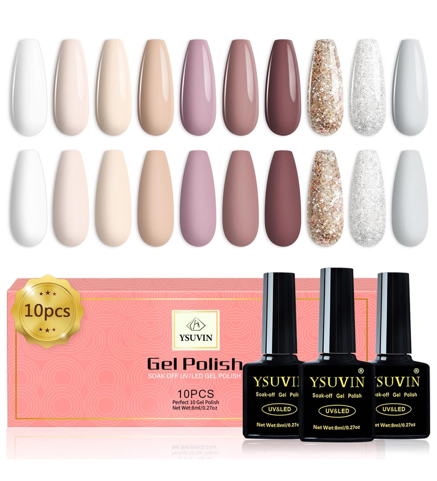 Yueshop 10PCS Nude Pink Gel Nail Polishes Set - Long Lasting Soak Off LED Gel Varnish for Salon Nail Art Design (8ML) - Buy Online on GoSupps.com