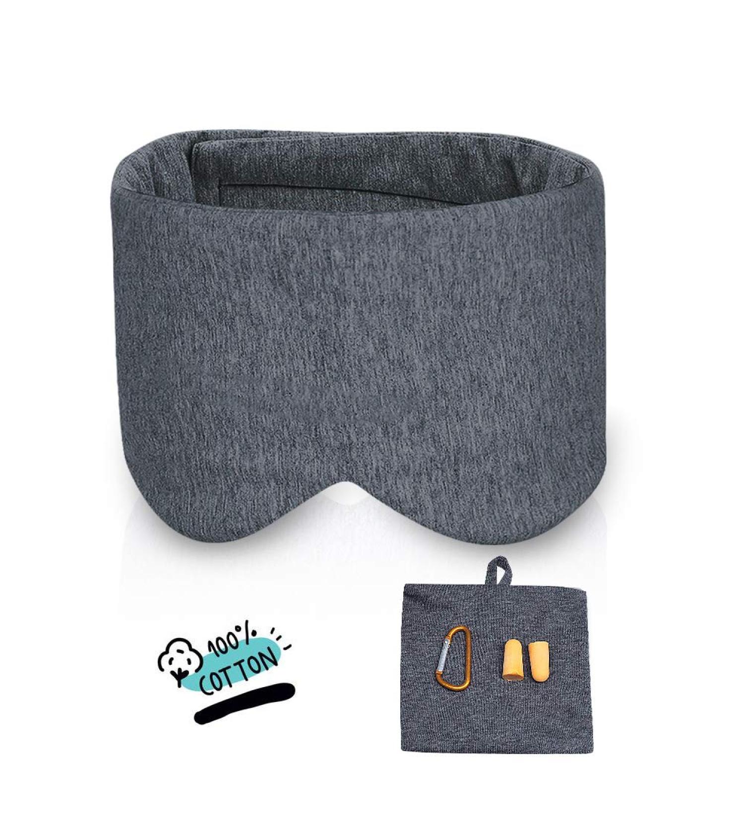 Handmade Cotton Sleep Mask Blindfold | Breathable Blackout Eye Mask for Women, Men & Kids | Travel Pouch Included | Dark Grey - Buy Online on GoSupps.com