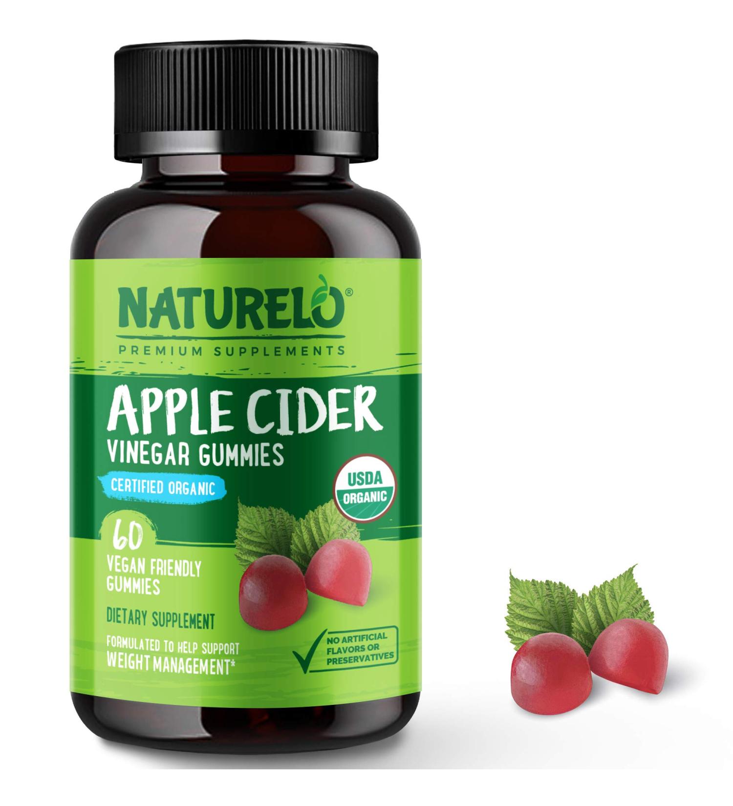NATURELO Apple Cider Vinegar Gummies for Weight Management - 60 Vegan Organic Gummies - Buy Online on GoSupps.com