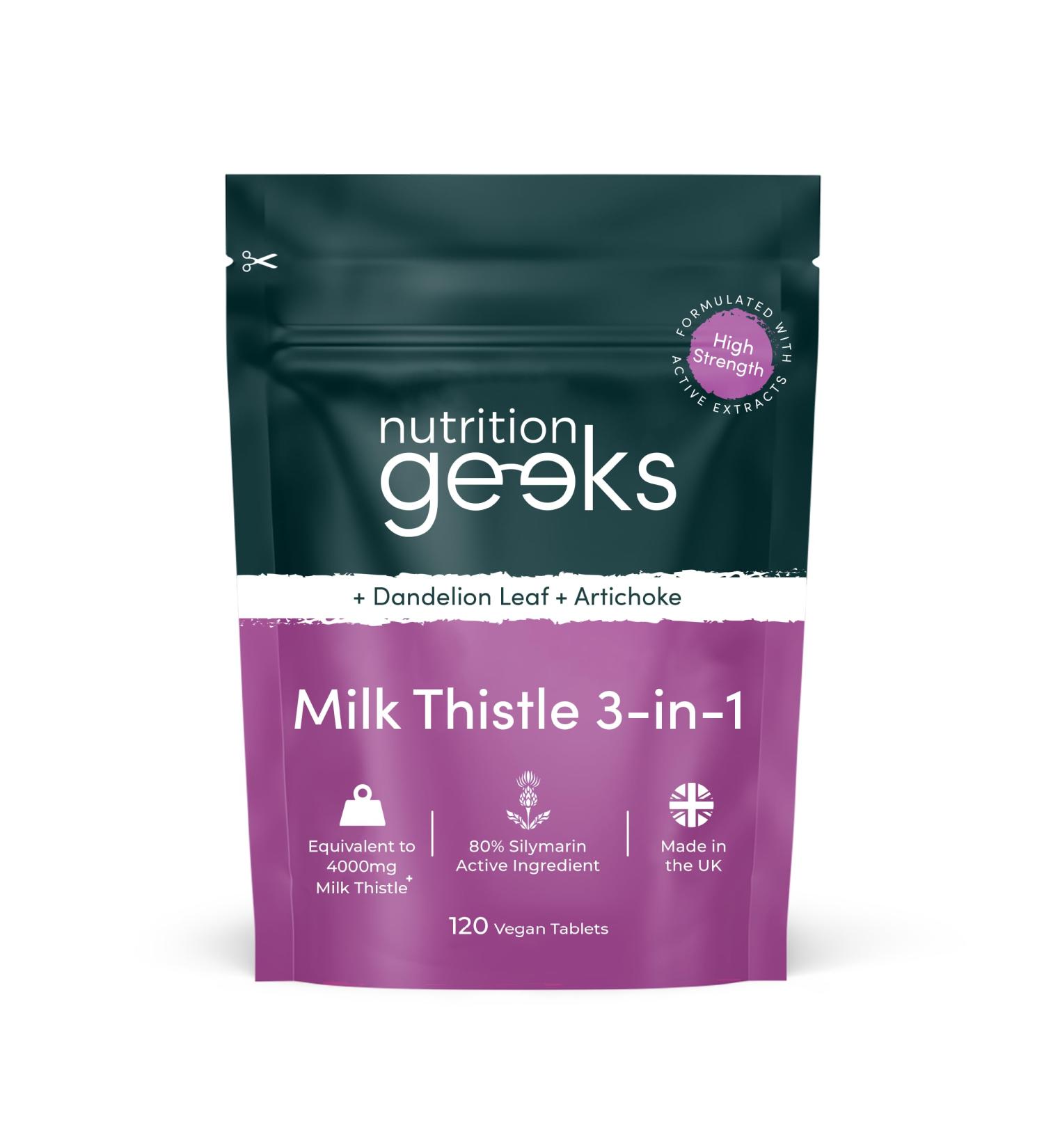 Milk Thistle & Dandelion Complex 6000mg - 120 Vegan Tablets with Artichoke Extract - High Strength Liver Support Supplement with 80% Silymarin - UK Made - Buy Online on GoSupps.com