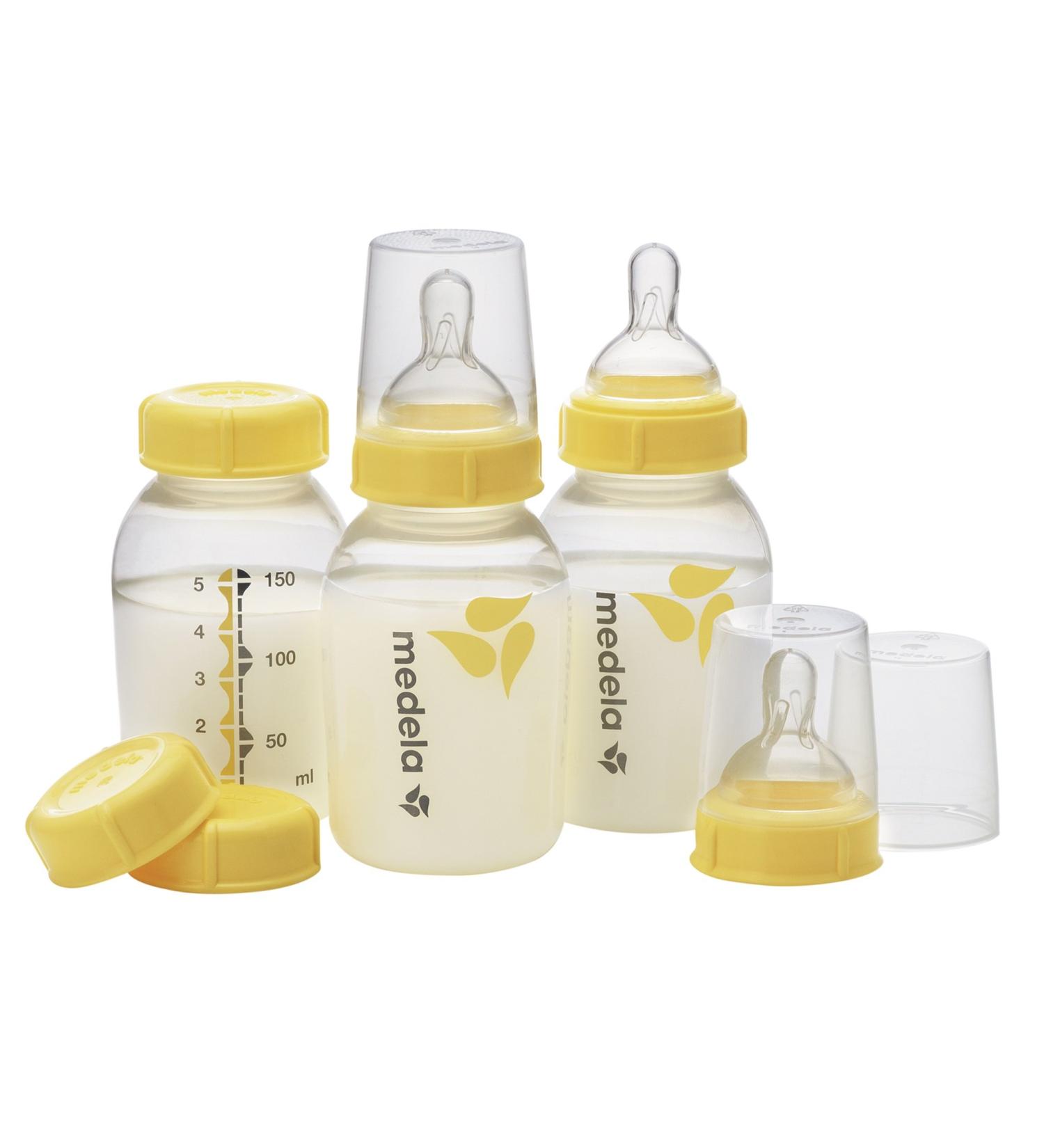 Medela Breast Milk Storage Bottles  3 Pack of 5 Ounce Breastfeeding Bottles with Slow Flow Nipples  Lids  Wide Base Collars  and Travel Caps  Made Without BPA 3 Count (Pack of 1) - Buy Online on GoSupps.com