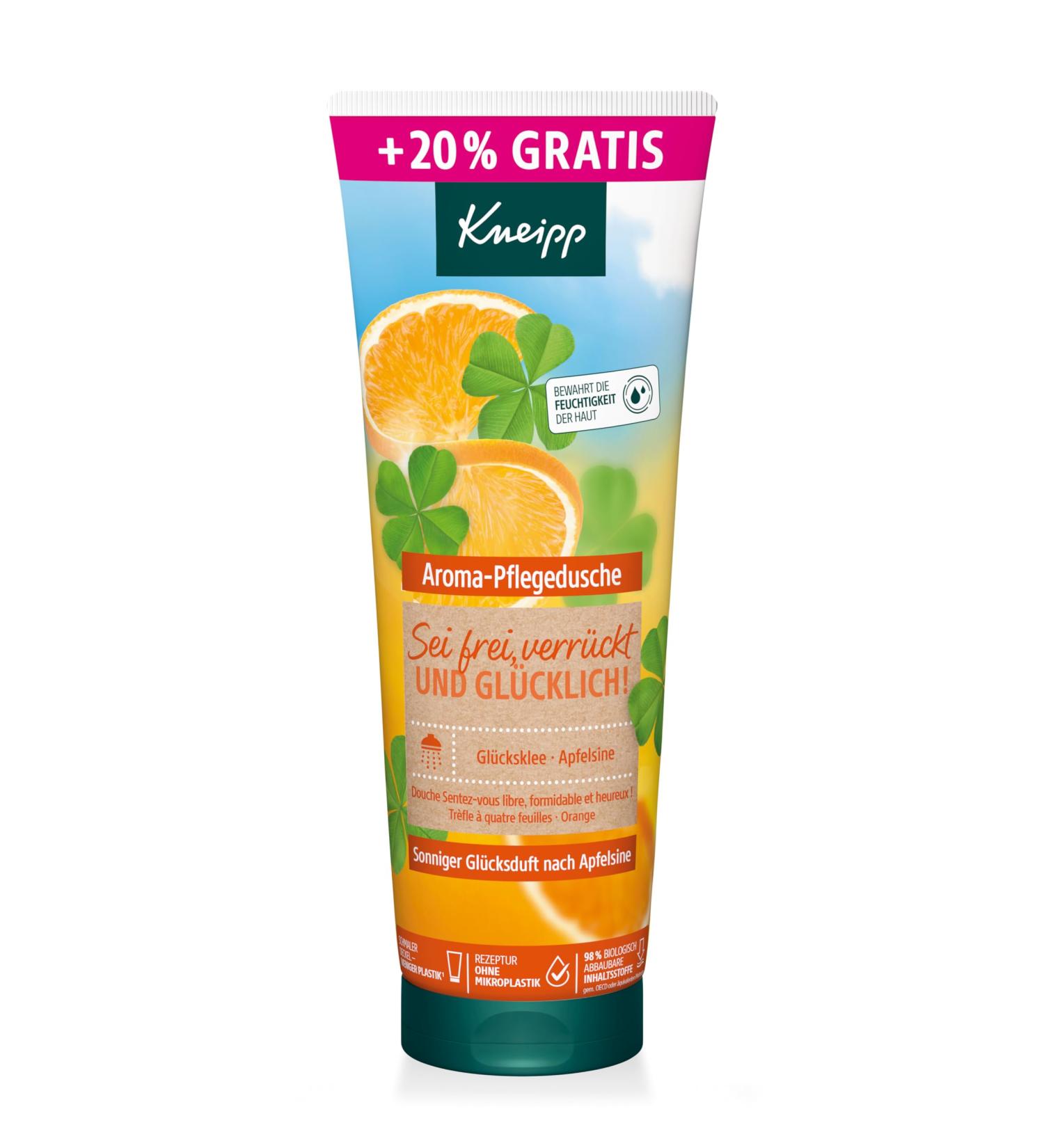 Kneipp Aroma care shower gel Be free crazy and happy special size shower gel with sunny scent of orange soft and supple skin feeling and a feeling of lightness 240 ml 240 ml 1er Pack - Buy Online on GoSupps.com