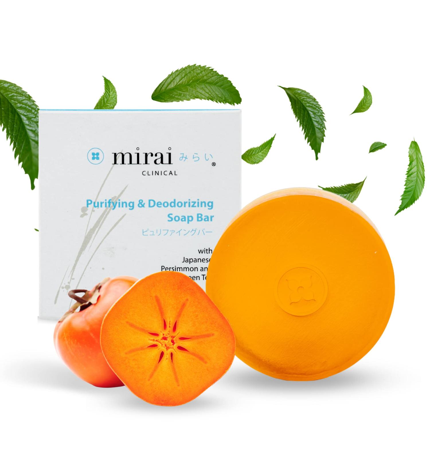 Mirai Clinical Persimmon Soap Bar - Japanese Body Odor Soap for Men & Women - 100g - Buy Online on GoSupps.com
