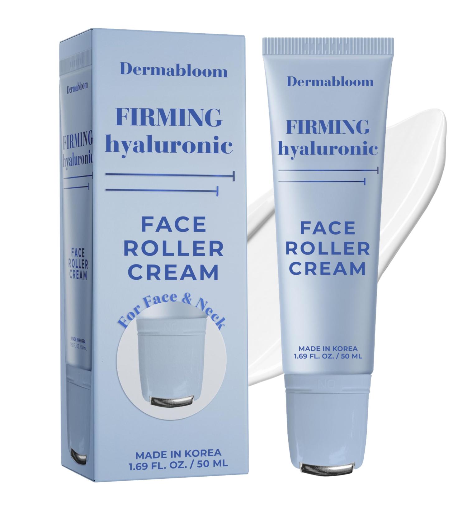 Dermabloom Hyaluronic Acid Face Roller Cream Hydrates Plumps Firms Depuffs Dermatologist Tested Anti-Aging Korean Skin Care Vegan Clean Beauty Non-GMO 95% Natural 1.69 Fl Oz - Buy Online on GoSupps.com