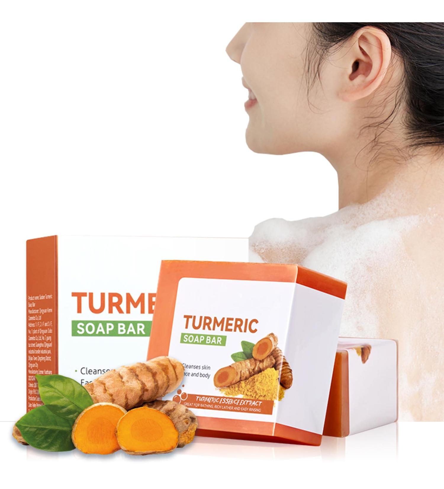 Turmeric Soap Turmeric Natural Soap Bar Turmeric Handmade Soap for Face & Body acne soap for Blackheads Remover Hyaluronic Acid for Deep Cleansing and Skin Moisturising with a Mesh Soap Pouch - Buy Online on GoSupps.com