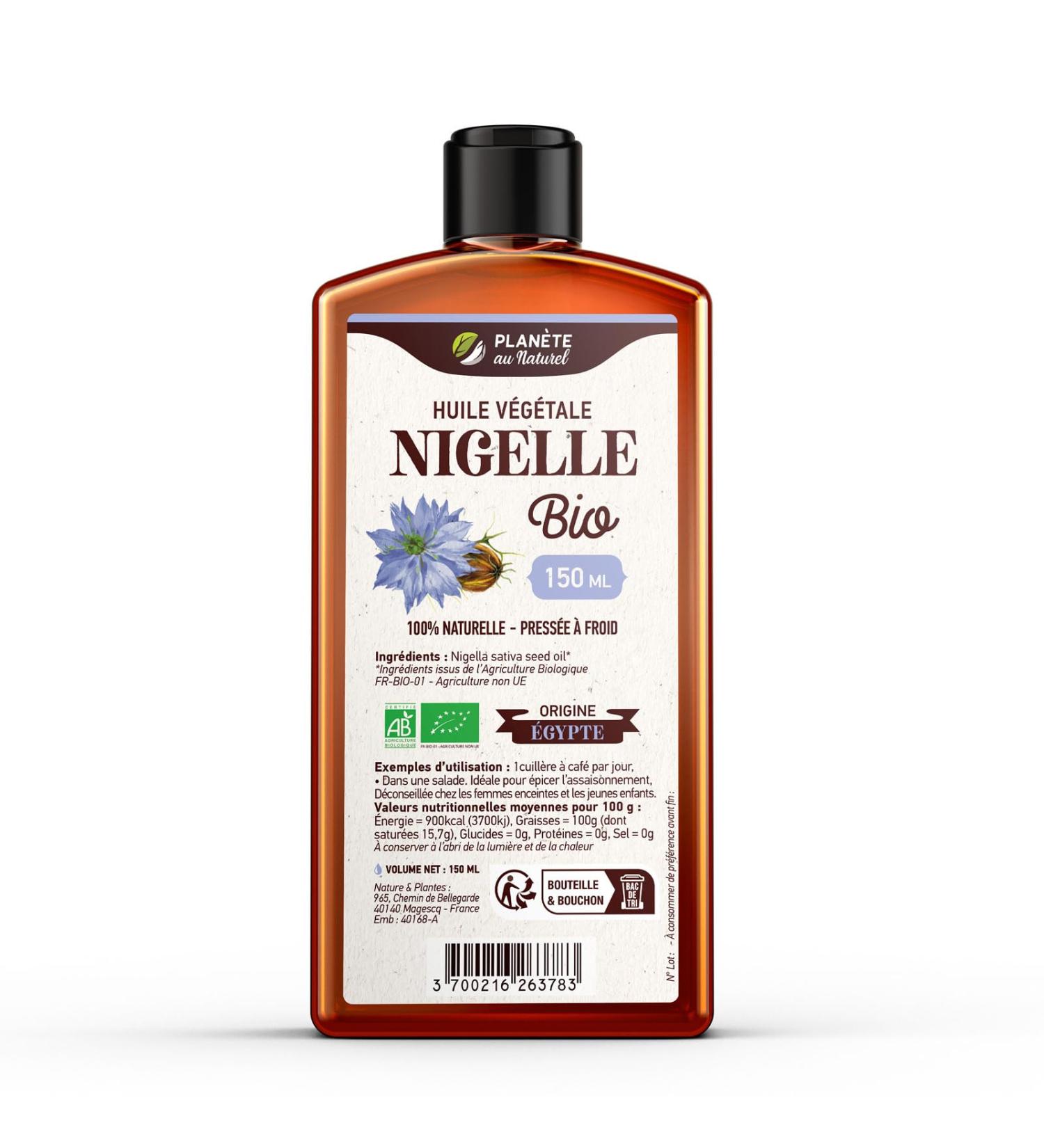 Nigelle Organic Oil 150 ml Plan te au Naturel Pure Natural and Cold Pressed Food Hair Body Nails - Buy Online on GoSupps.com