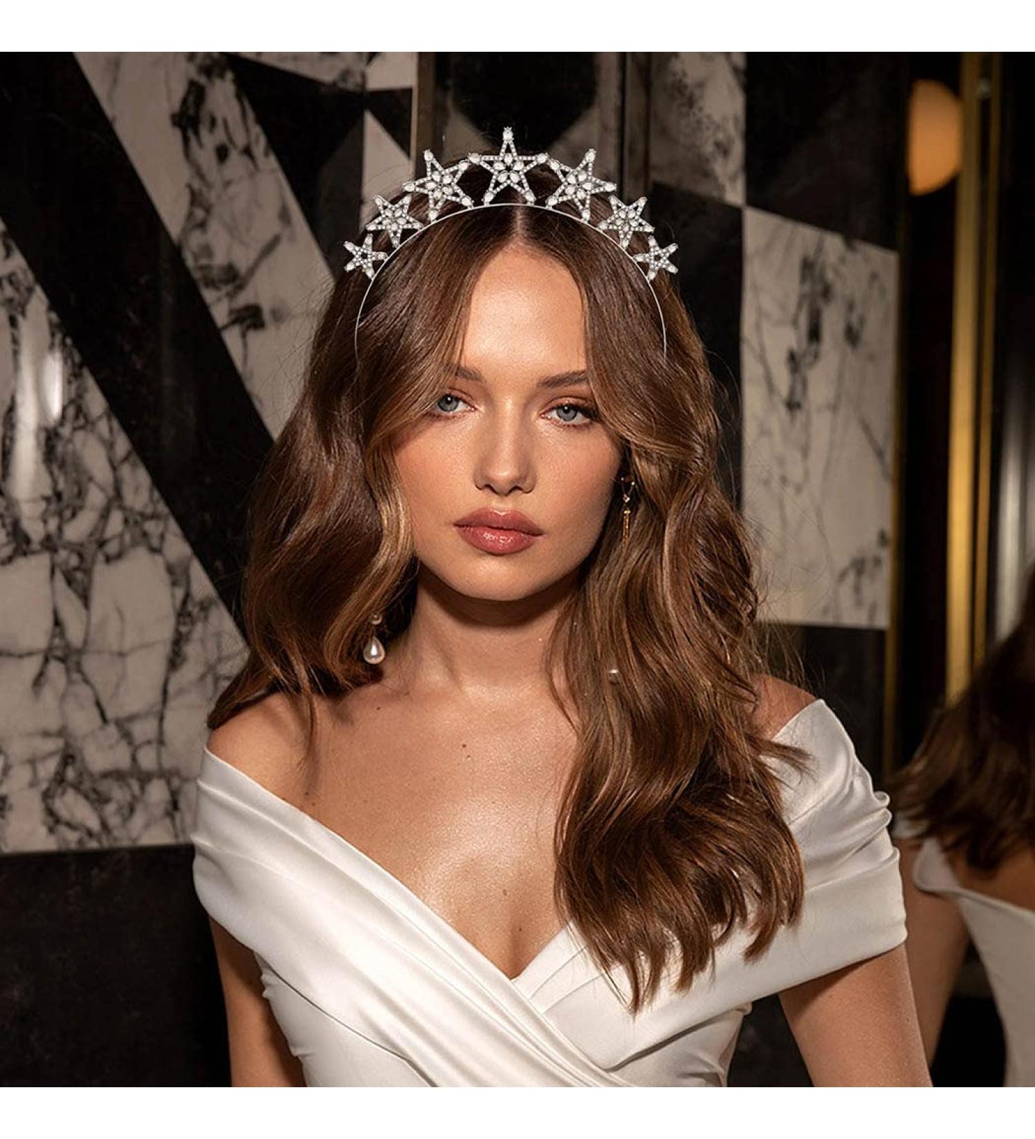 Silver Rhinestone Crown Headband for Women and Girls - Greek Goddess Hair Accessory - Buy Online on GoSupps.com
