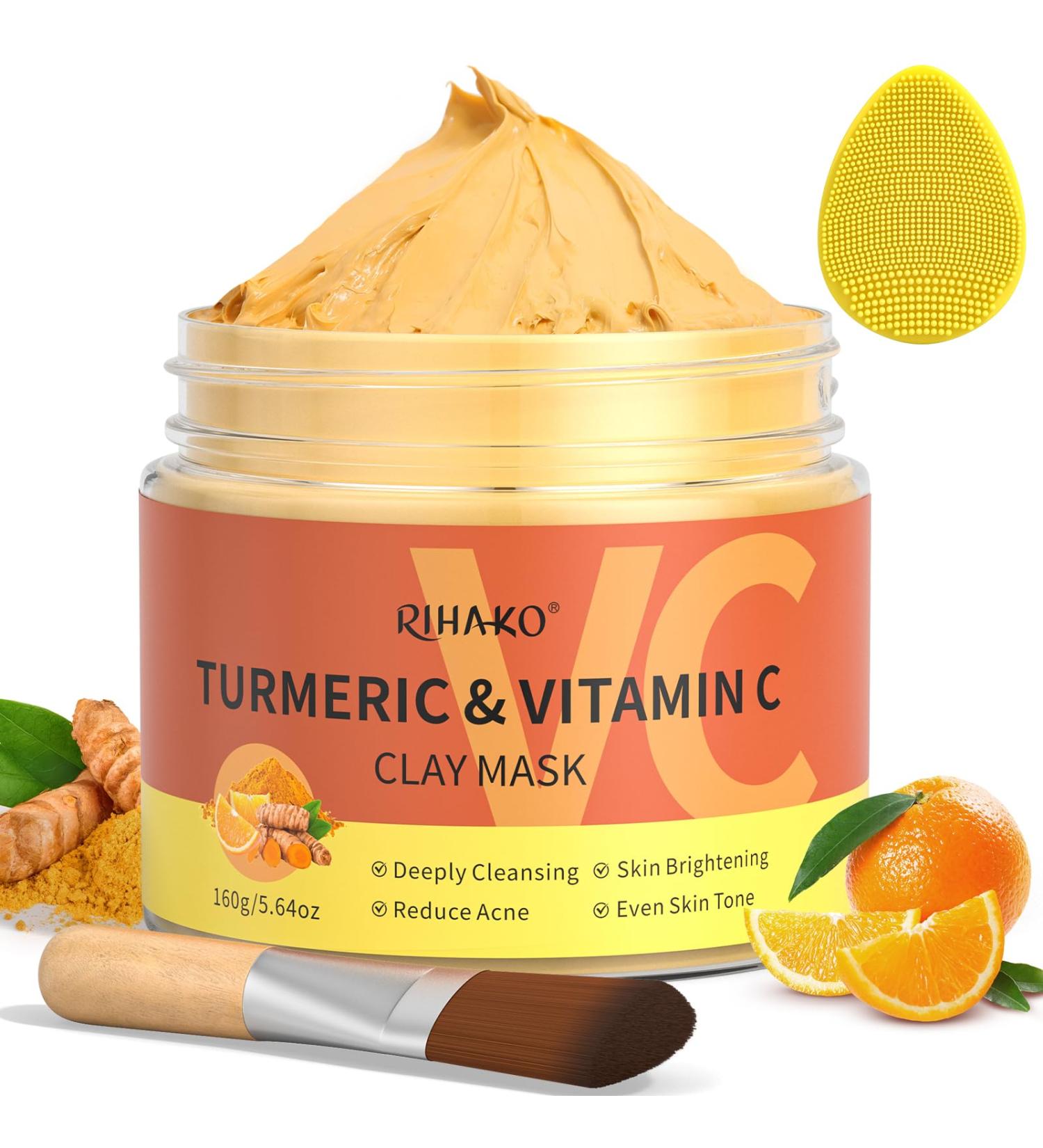 Turmeric Vitamin C Clay Mask - Deep Cleansing Facial Mask for Dark Spots Acne & Oily Skin - Refine Pores & Revitalize Dull Skin - Buy Online on GoSupps.com