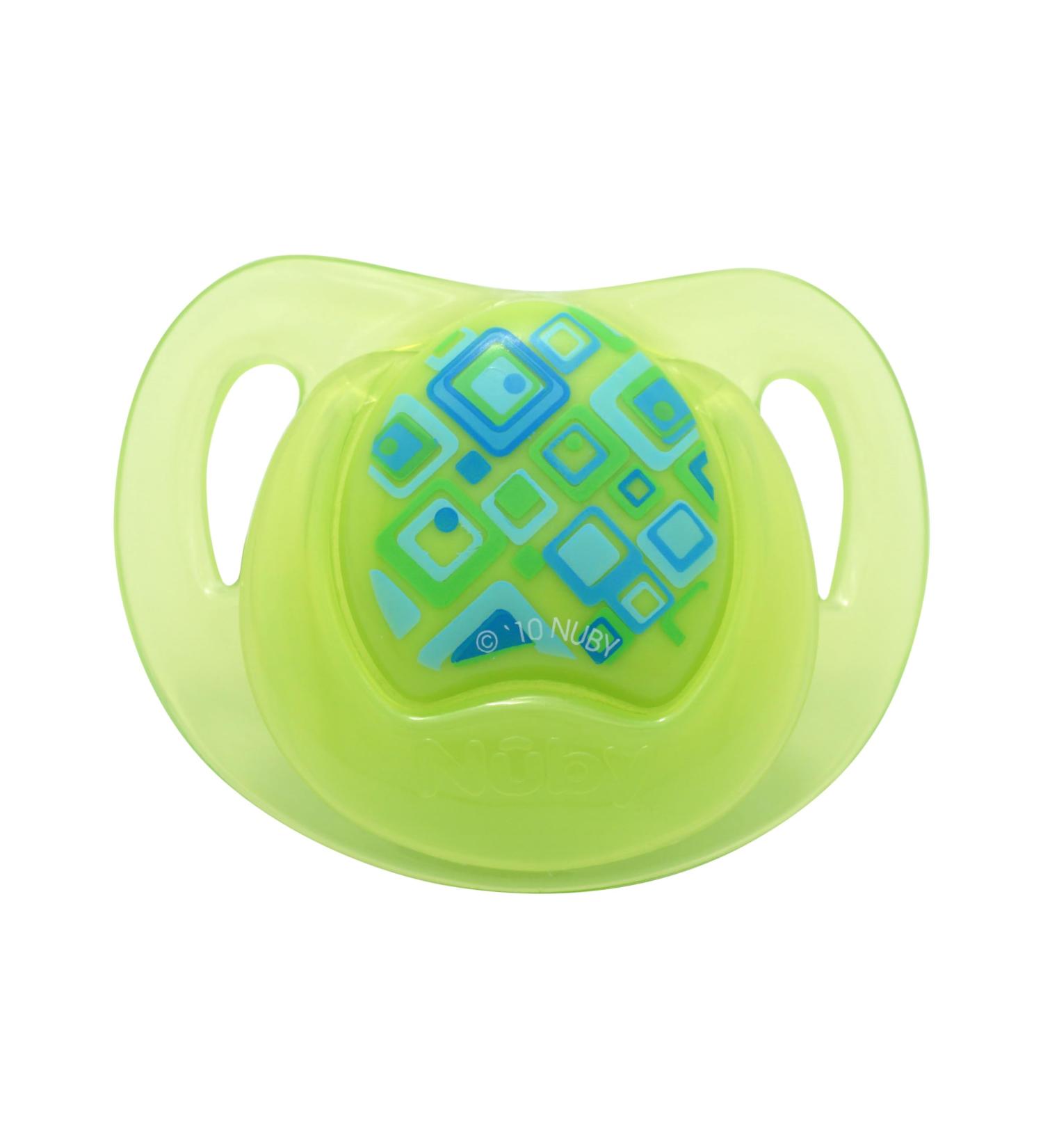 Nuby Prism Orthodontic Pacifier - Silicone Bow Design Oval Shape | Ideal for Babies 6-18 Months | Green - Buy Online on GoSupps.com