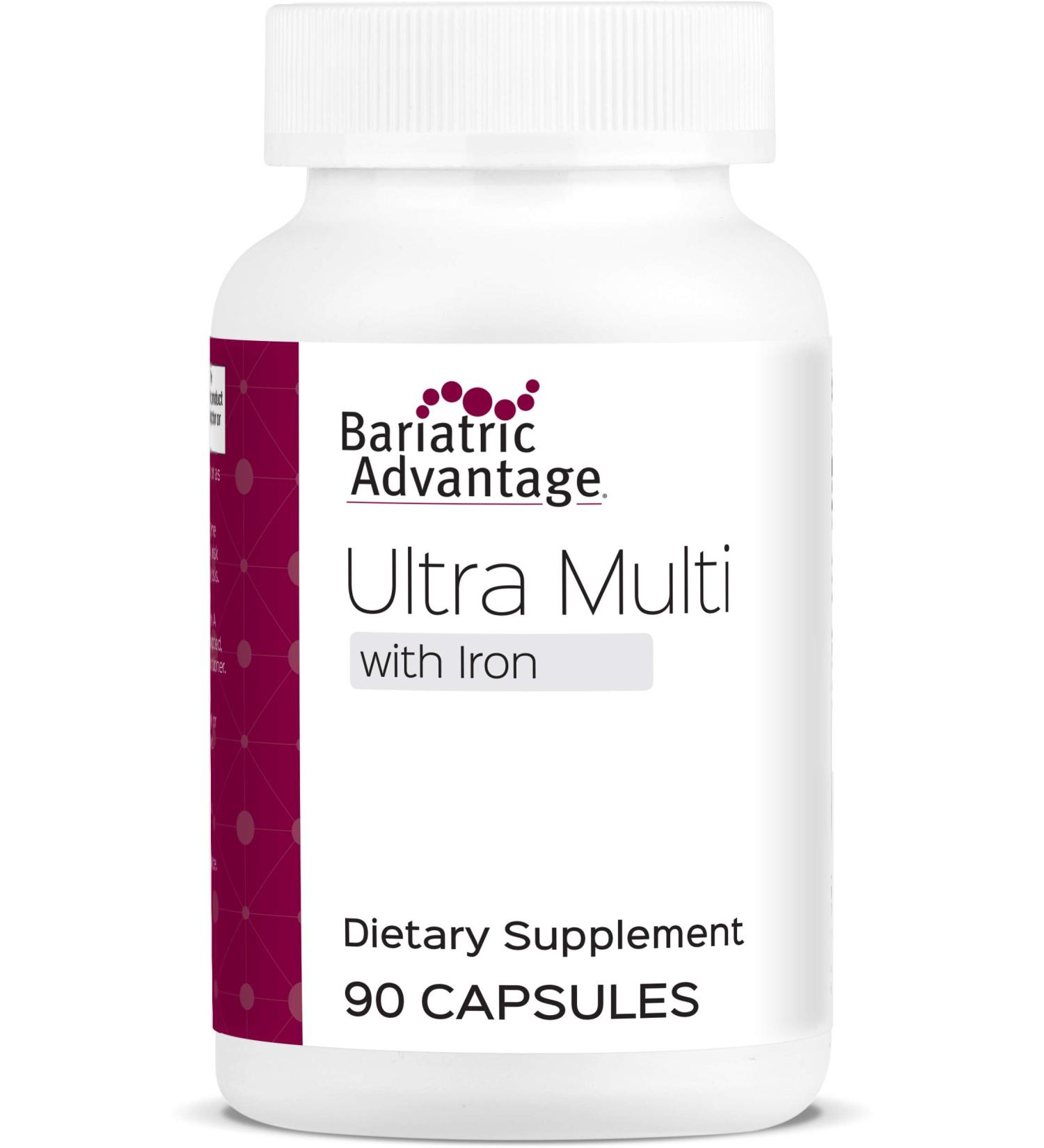 Bariatric Advantage Ultra Multi with Iron - High Potency Daily Multivitamin for Bariatric Patients - 90 Capsules - Buy Online on GoSupps.com