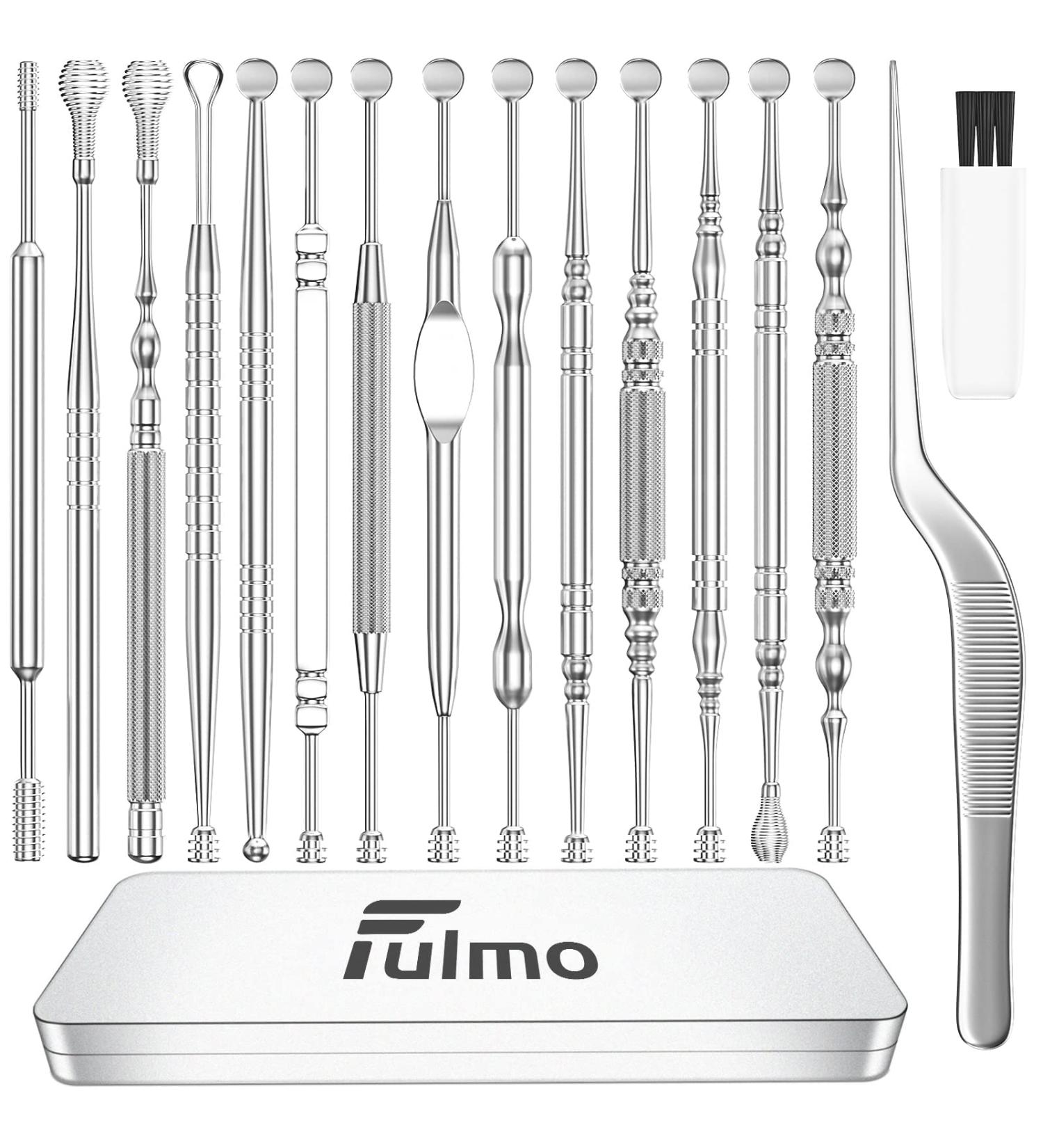 16PCS Stainless Spiral Ear Wax Removal Kit - Professional Ear Cleaner with Clean Brush and Metal Case - Buy Online on GoSupps.com