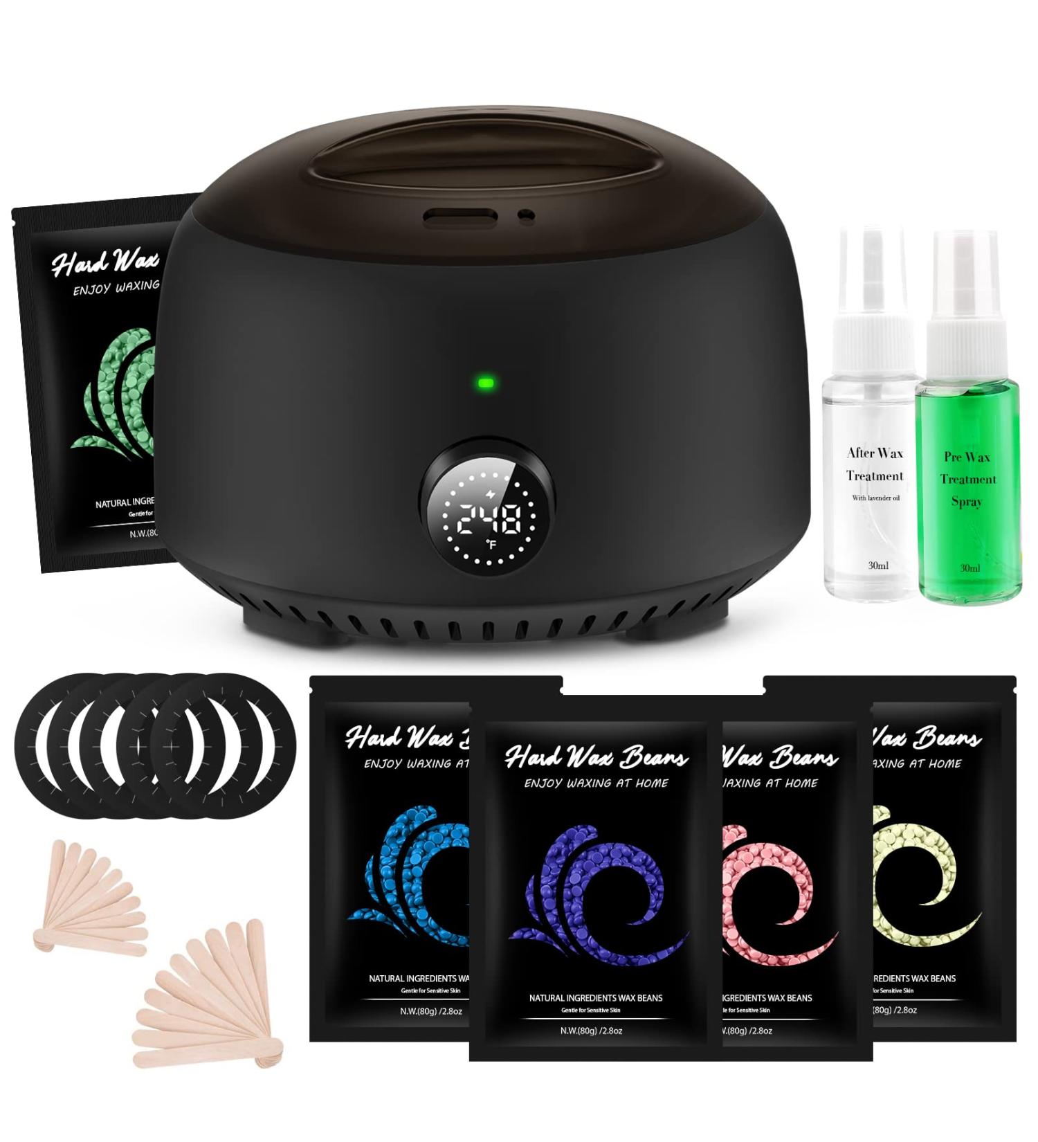 Waxing Kit for Women Men - Digital Wax Warmer with Hard Wax Beans and Applicators for Hair Removal - Ideal for Legs, Face, Underarm, Bikini, Sensitive Skin - Buy Online on GoSupps.com