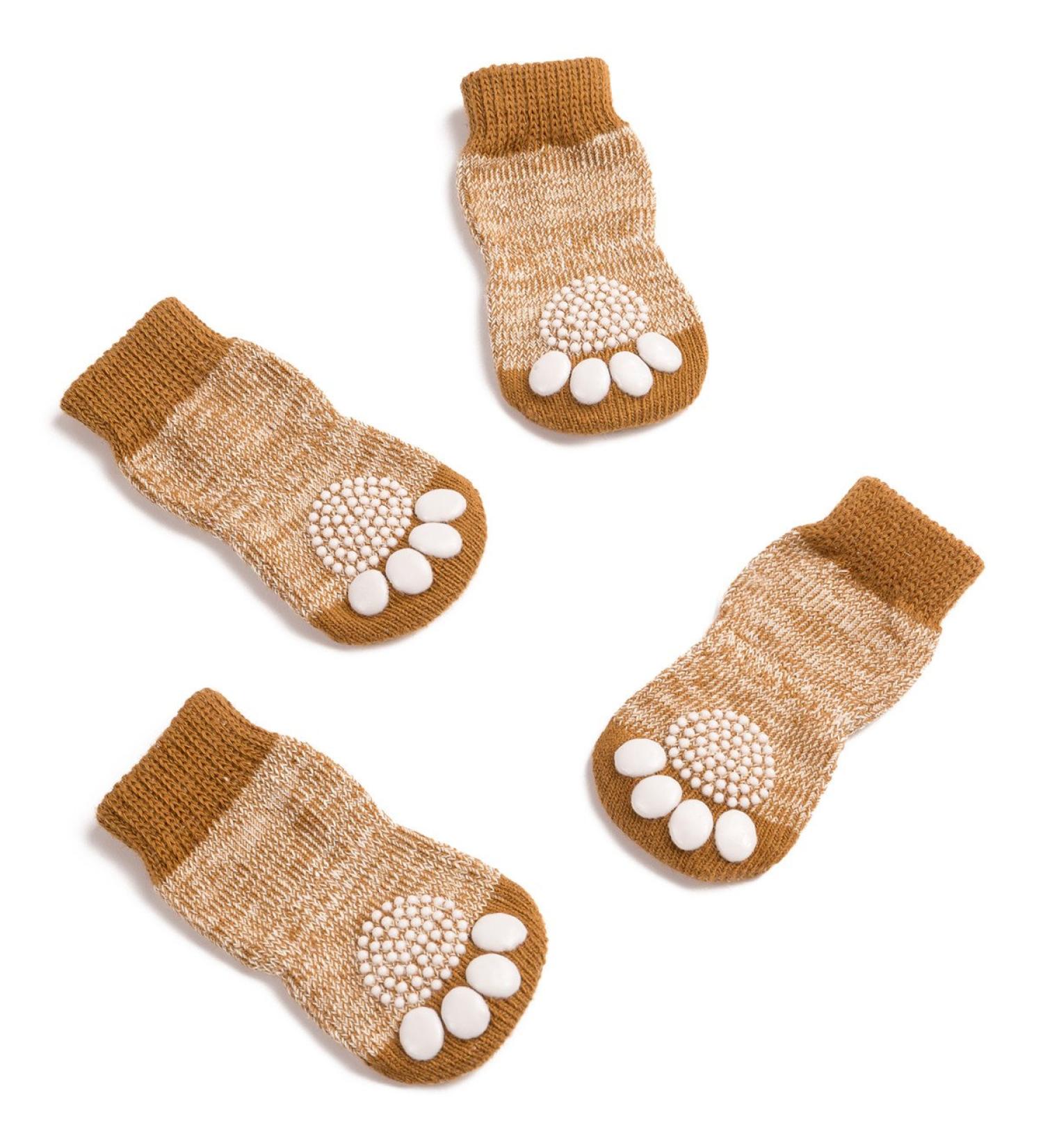 Pet Heroic Indoor Anti-Slip Socks for Dogs & Cats | 8 Sizes S-5XL | Silicone Gel Paw Protection & Traction | Stylish Brown - Buy Online on GoSupps.com