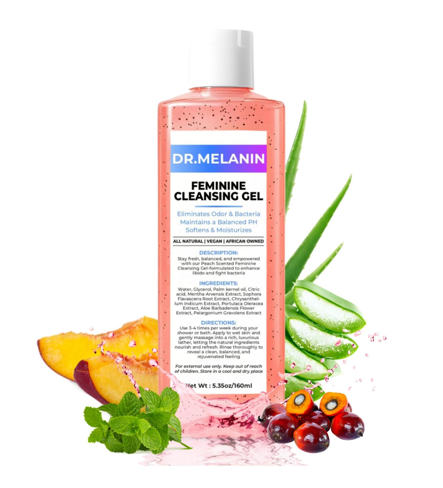 Dr. Melanin pH Balancing Peach Cleansing Shower Gel for Intimate Care Feminine Hygiene Wash for Odor Control Gentle Cleansing & Skin Nourishment - Aloe Vera Formula - Buy Online on GoSupps.com