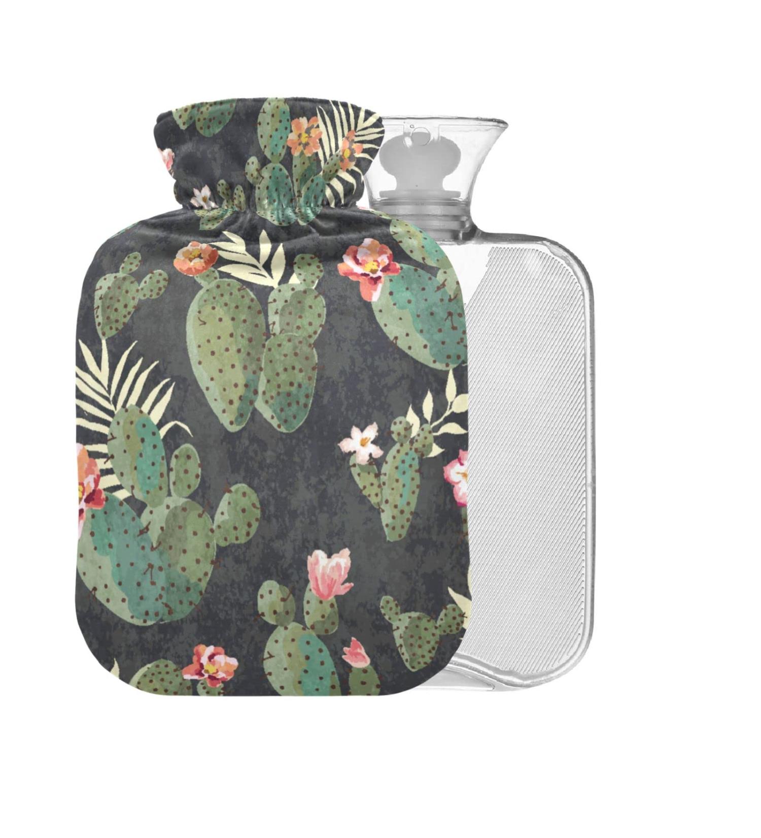 Vintage Cactus Hot Water Bottle 2L - Large Heat Bag for Cramp Pain Relief | International Shipping - Buy Online on GoSupps.com