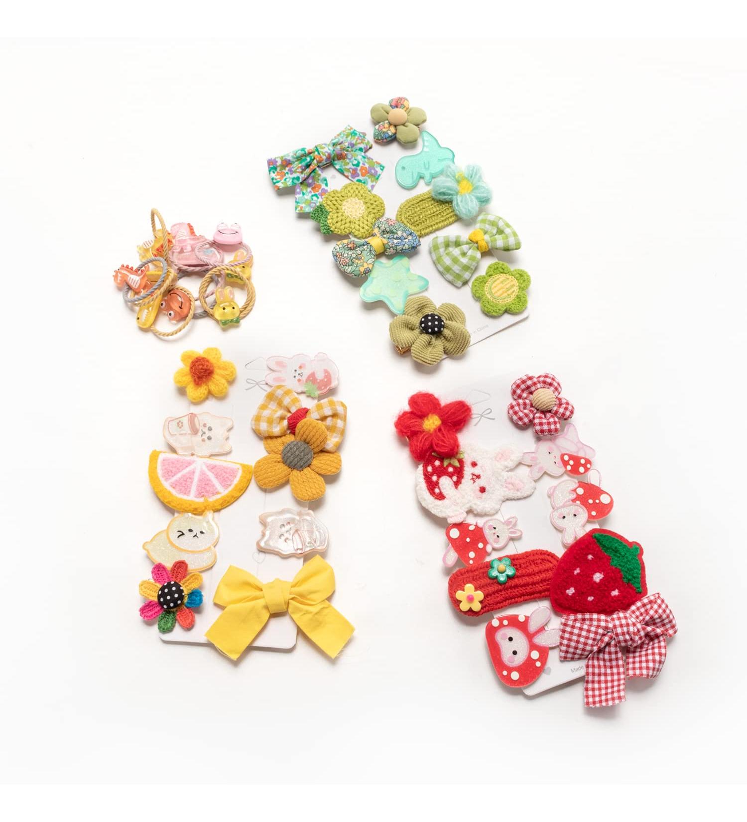 Xana 30PCs Animal and Flower Hair Clips + 10PCs Creative Hair Ties Set for Girls, Women & Kids - Cute Hair Accessories - Buy Online on GoSupps.com