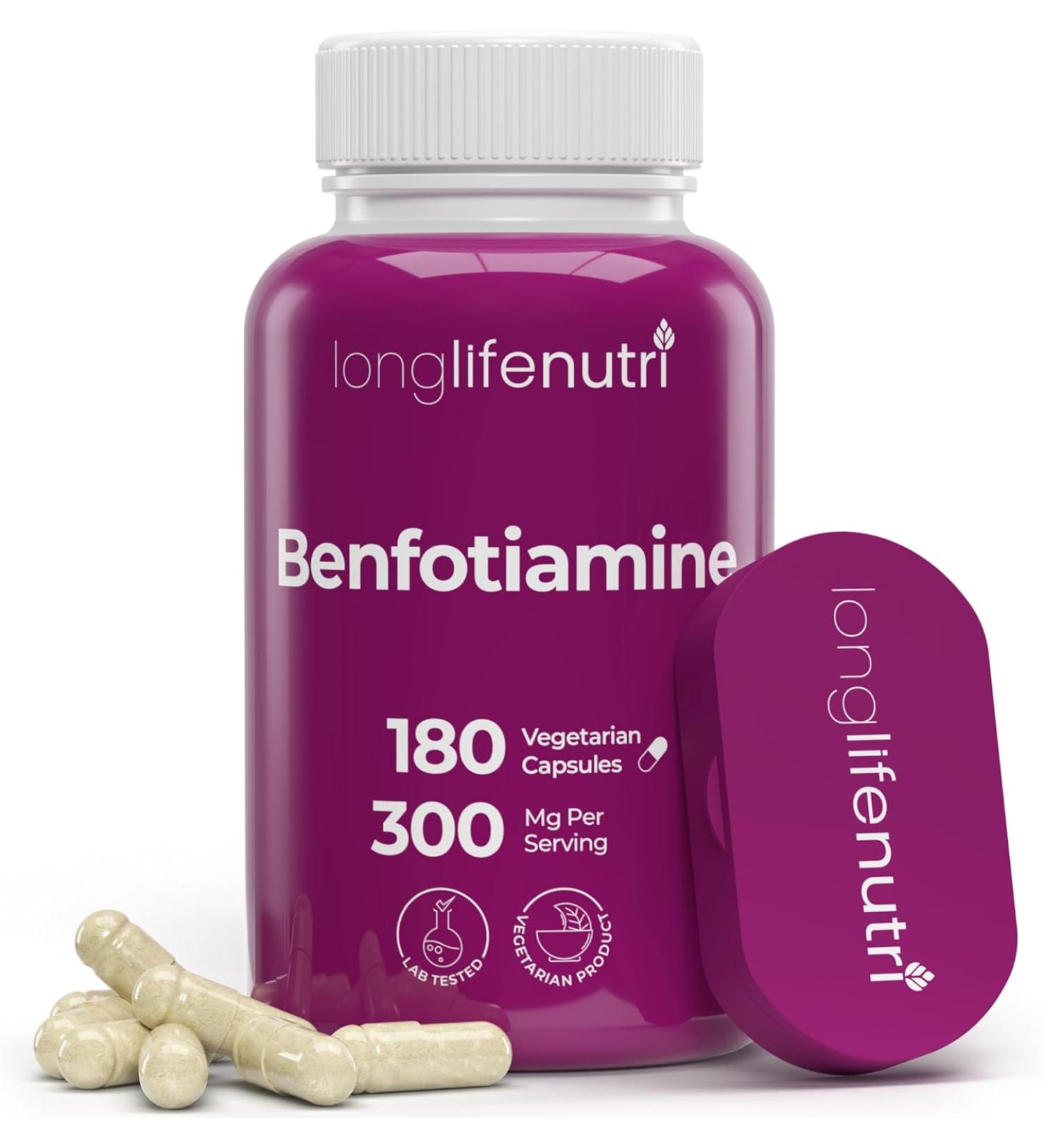 Benfotiamine 300mg 180 Vegetarian Capsules | Fat-Soluble Vitamin B1 Supplement for Circulation & Nervous System - Buy Online on GoSupps.com