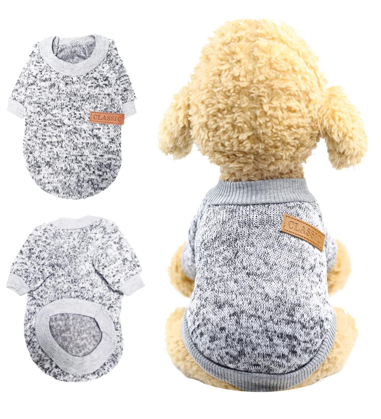 Cozy Gray Dog Sweater for Winter | Pet Clothing for Small & Medium Dogs | Warm Cat Sweater | XL Dog Clothes - Buy Online on GoSupps.com
