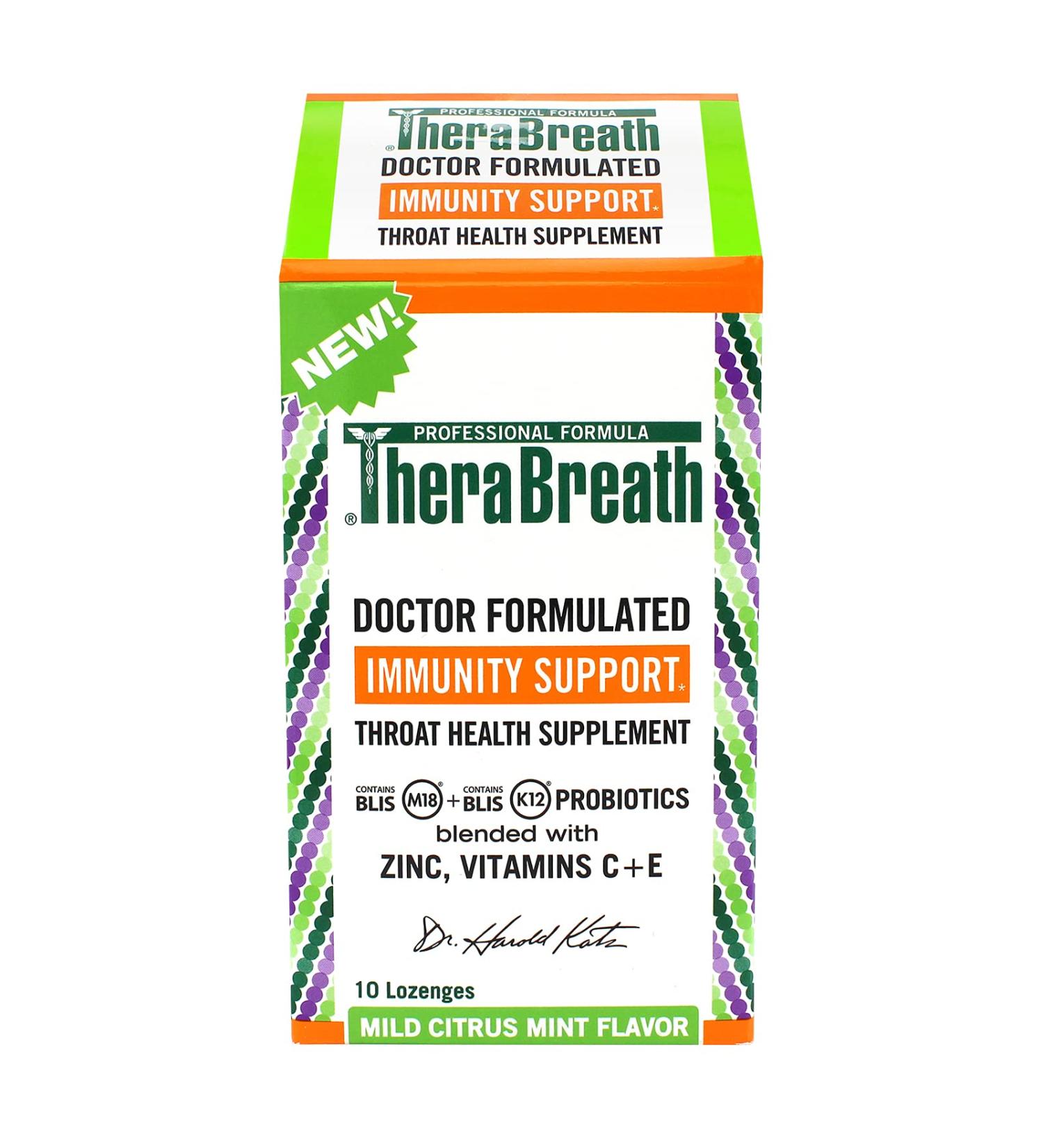 TheraBreath Immunity Support Throat Health Lozenges - Mild Citrus Mint (10 Count) - Buy Online on GoSupps.com