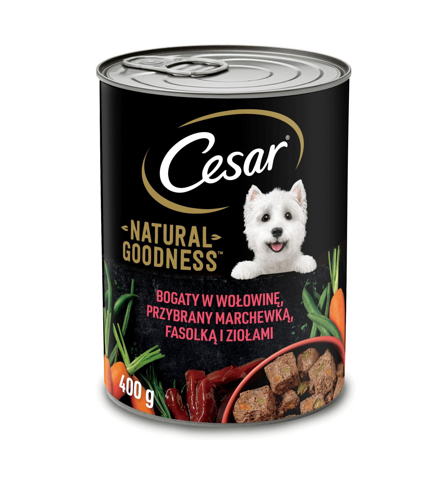 Cesar Natural Goodness Wet Food for Adult Dogs Rich in Beef Topped with Carrots Green Beans and Herbs - 12 x 400g Box - Buy Online on GoSupps.com