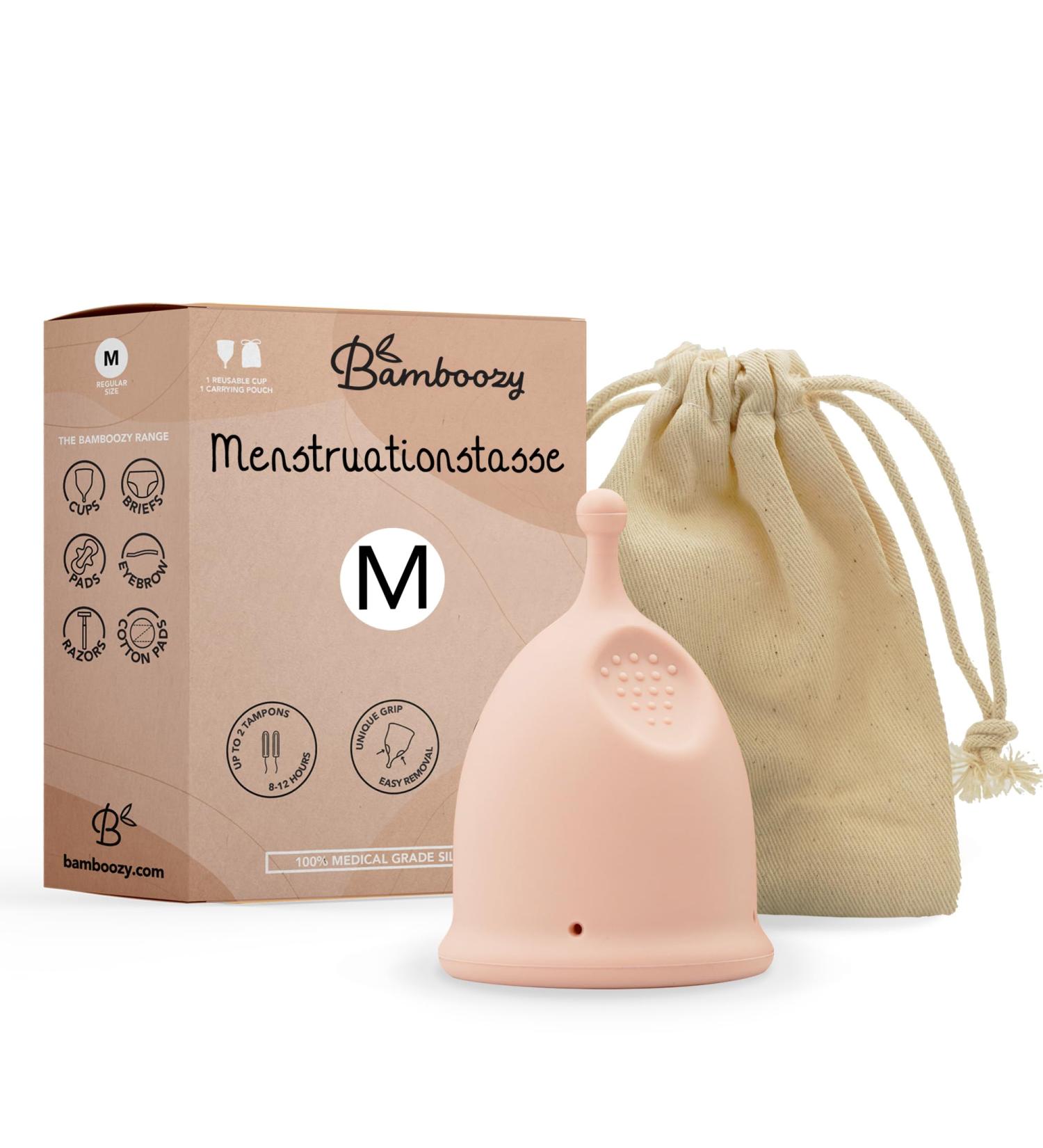 BAMBOOZY LUXUS Menstruation Cup (M) - Reusable Medical Silicone - Up to 12 Hours Protection - Plastic-Free BPA-Free Menstrual Cup for Eco-Friendly Period Care - Buy Online on GoSupps.com