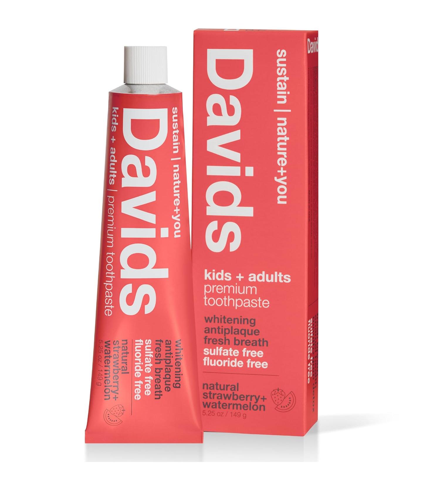 Davids Fluoride Free Kids & Adults Toothpaste - Strawberry Watermelon - 5.25 Oz. - Buy Online on GoSupps.com