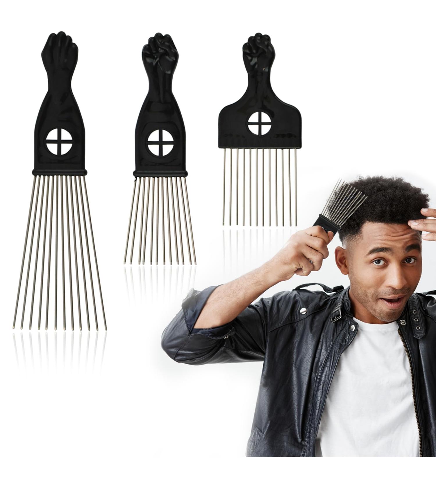 3 Metal Afro Combs Set for Thick, Wavy, and Tangled Hair - Ideal for Afro Hair Styling at Home or Salon - Buy Online on GoSupps.com