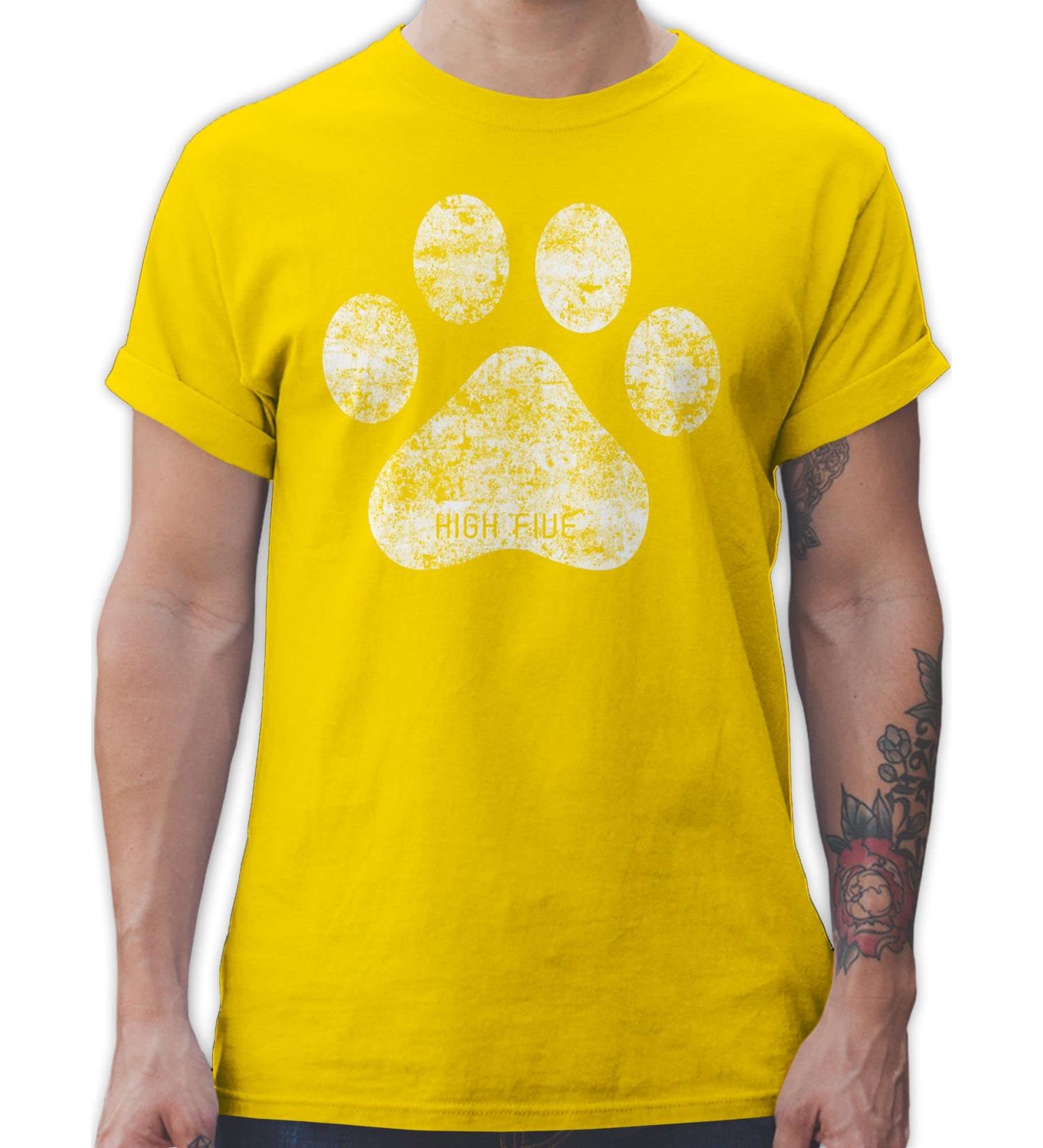 Shirtracer Men's T-Shirt - High Five Dog Paw 6 Yellow - Perfect Gift for Dog Owners - Available in 4XL & Large Sizes - Buy Online on GoSupps.com