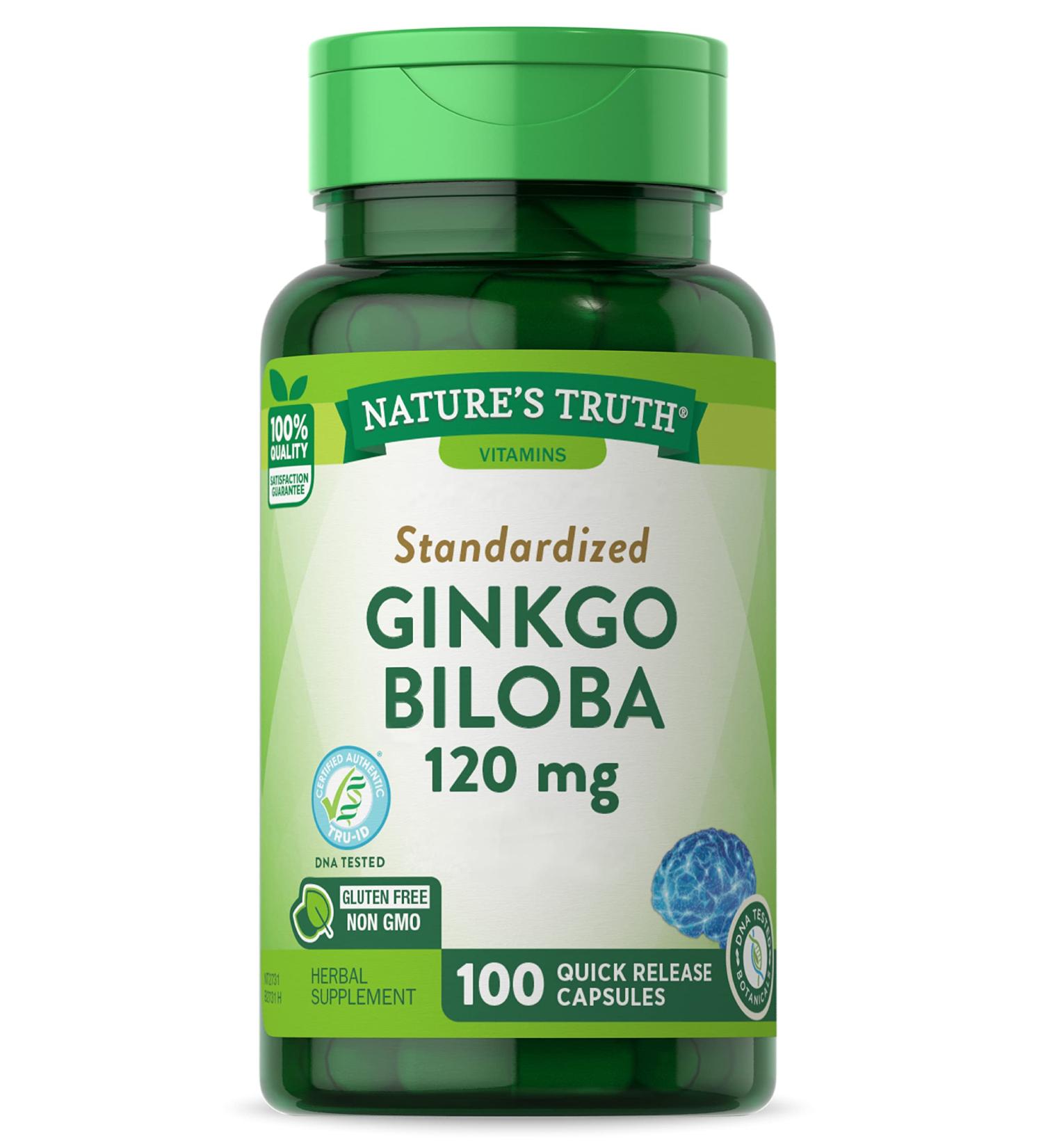 Nature's Truth Ginkgo Biloba 120mg & Bacopa Extract 100 Count (Pack of 1) - Buy Online on GoSupps.com