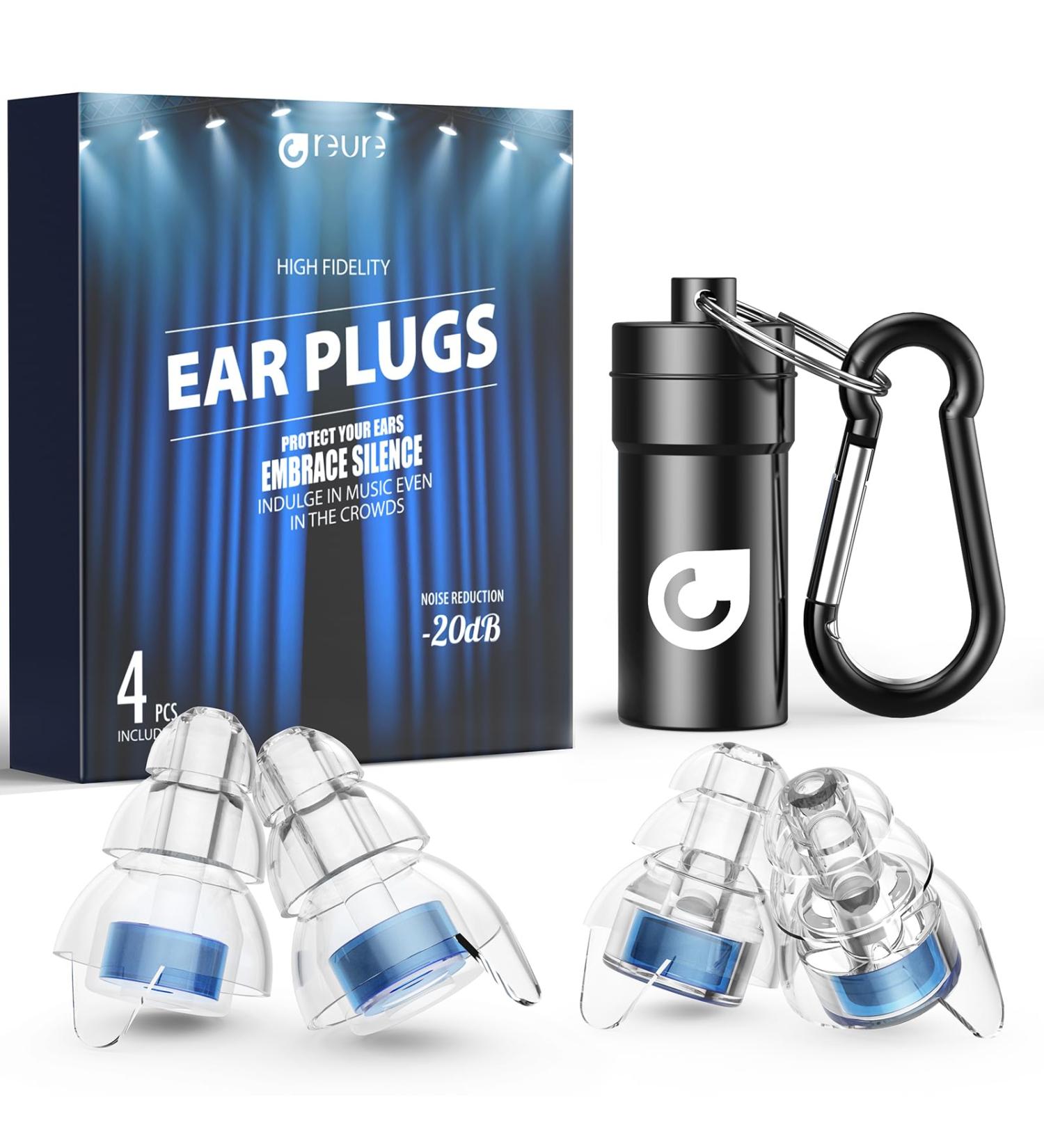 High Fidelity Concert Ear Plugs - Noise Cancelling Silicone Ear Plugs (20 dB) for Concerts Musicians Motorcycles Raves | 2 Pairs Blue - Superior Hearing Protection - Buy Online on GoSupps.com